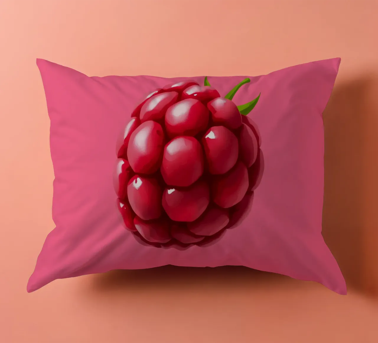 Lampone fresco su sfondo rosa cuscino da DesignDoodle