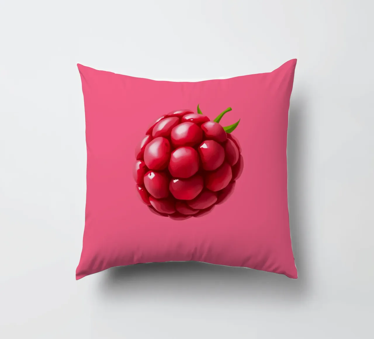 Lampone fresco su sfondo rosa cuscino da DesignDoodle