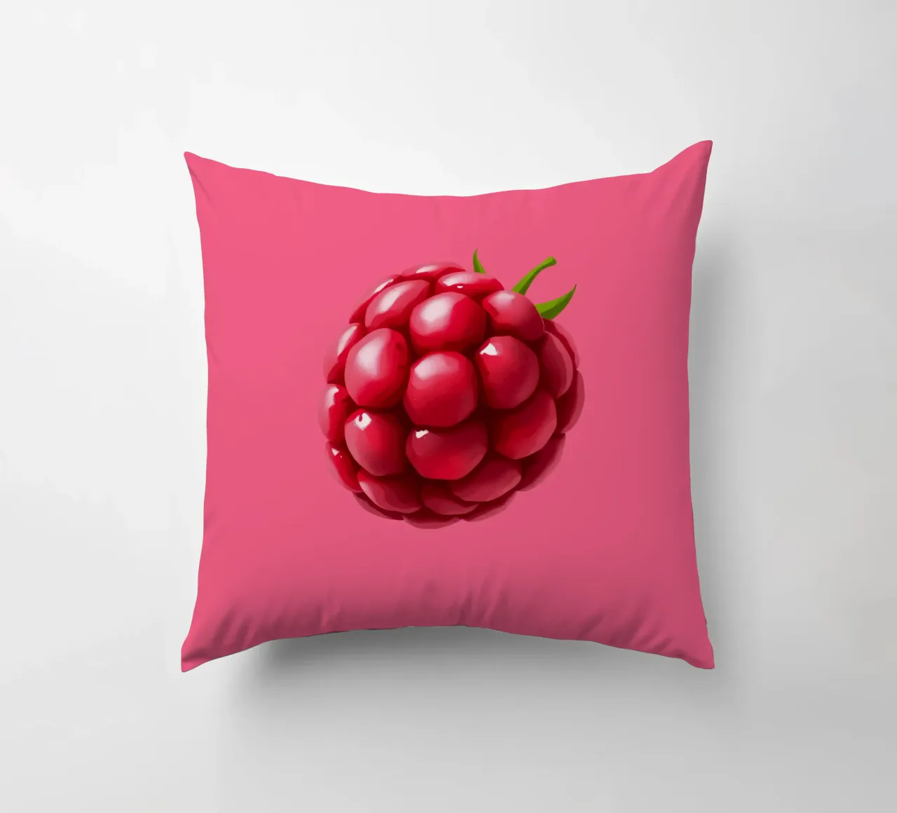 Lampone fresco su sfondo rosa cuscino da DesignDoodle