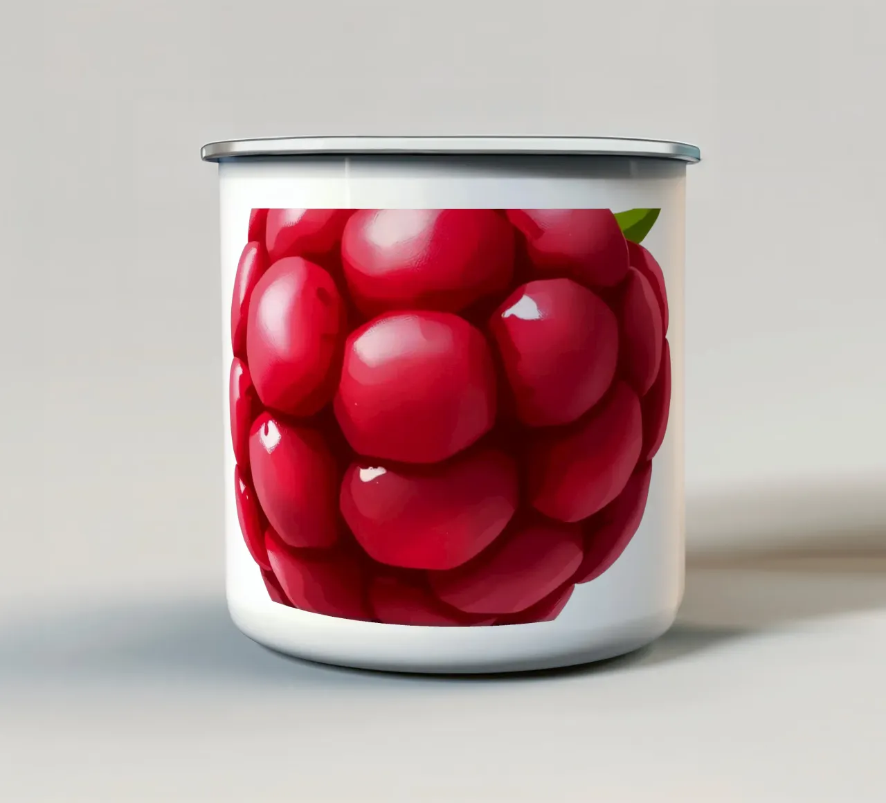 Frische Himbeere auf rosa Hintergrund Emaille Tasse von DesignDoodle