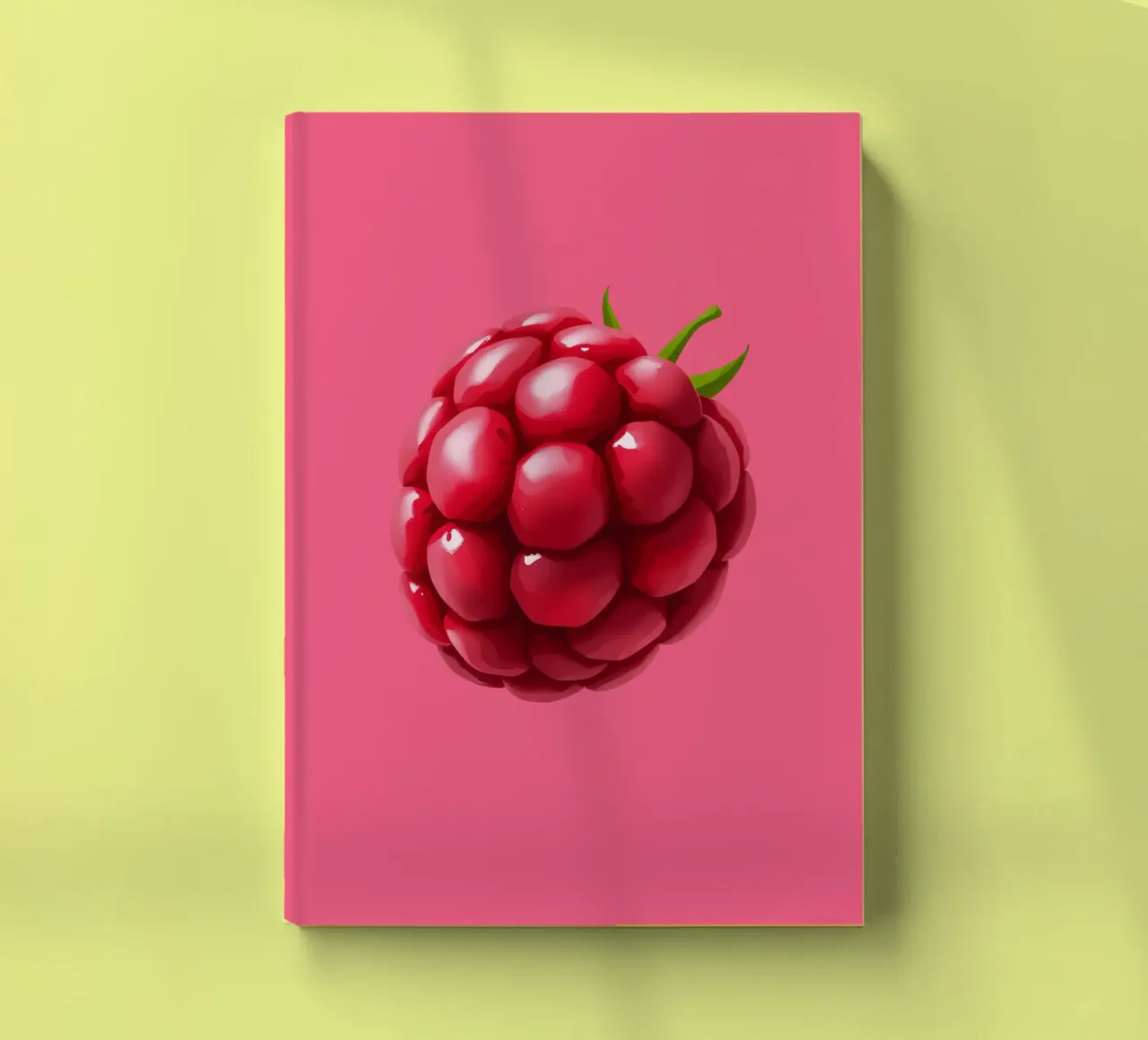 Fresh raspberry on a pink background notebook by DesignDoodle
