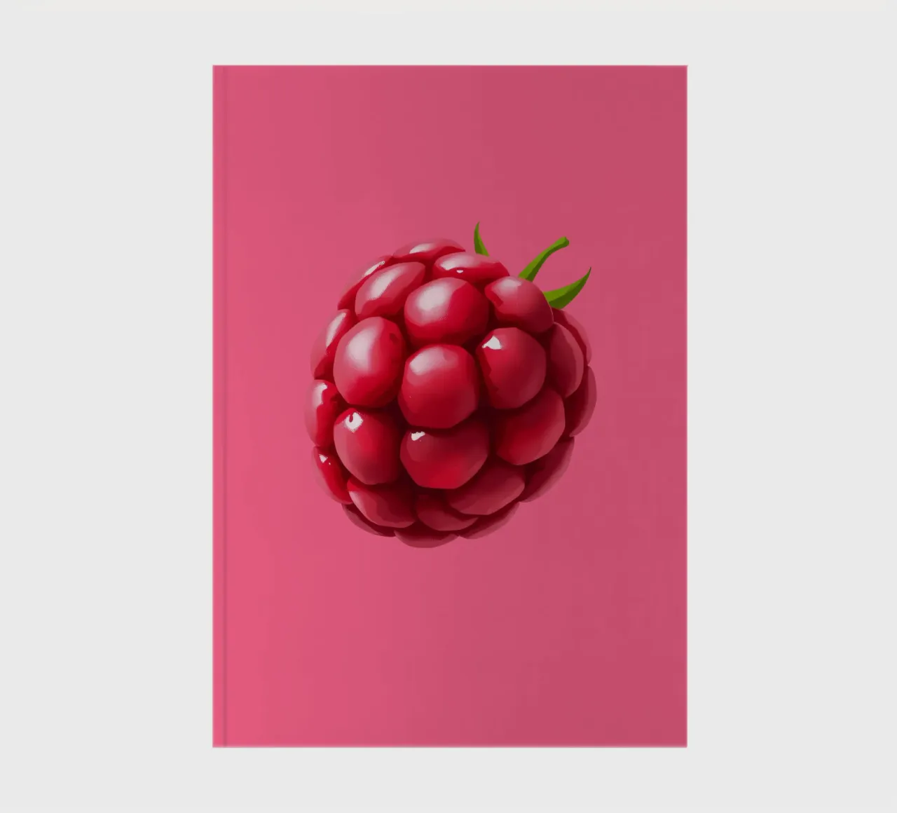 Fresh raspberry on a pink background notebook by DesignDoodle