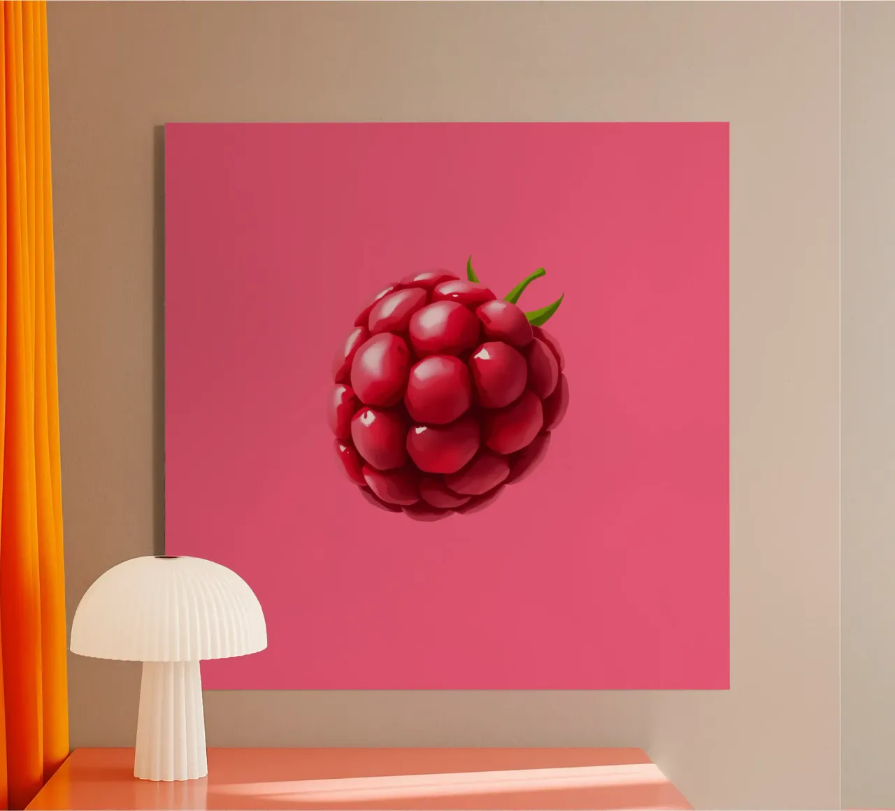 Lampone fresco su sfondo rosa plexiglass da DesignDoodle