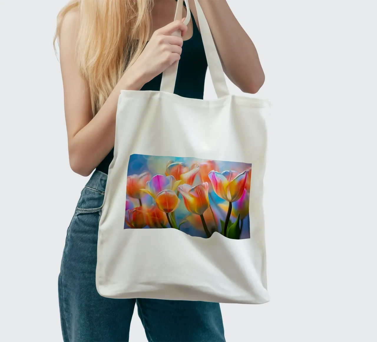 Coloured tulips tote bag by Imagine