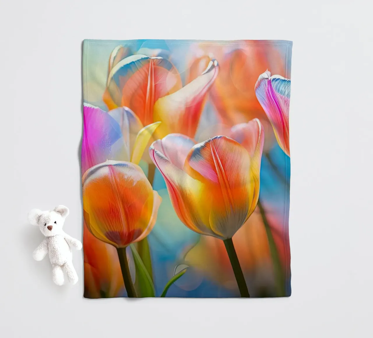 Coloured tulips fleece blanket by Imagine