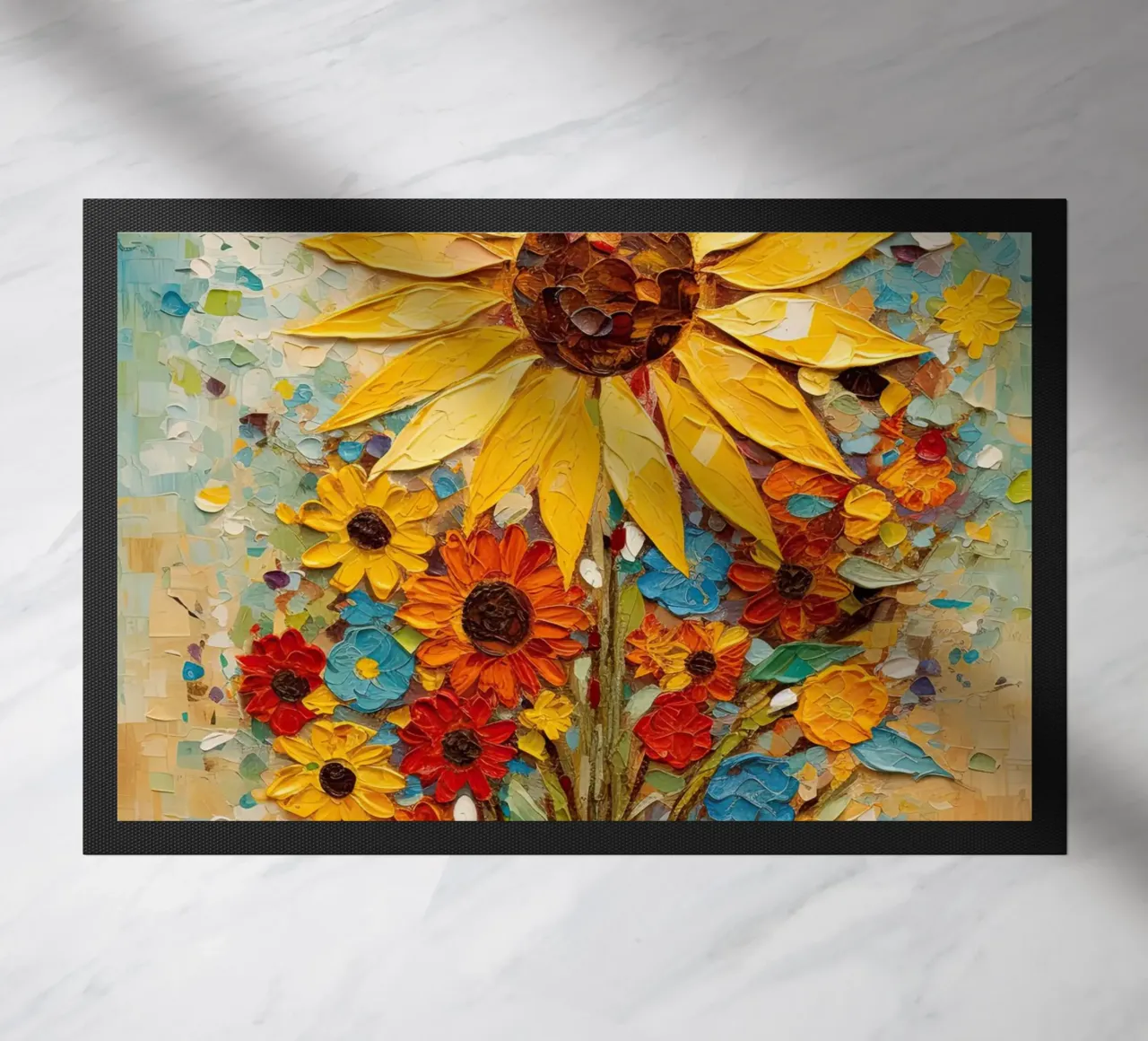 Sonnenblume abstrakt Fußmatte von Imagine