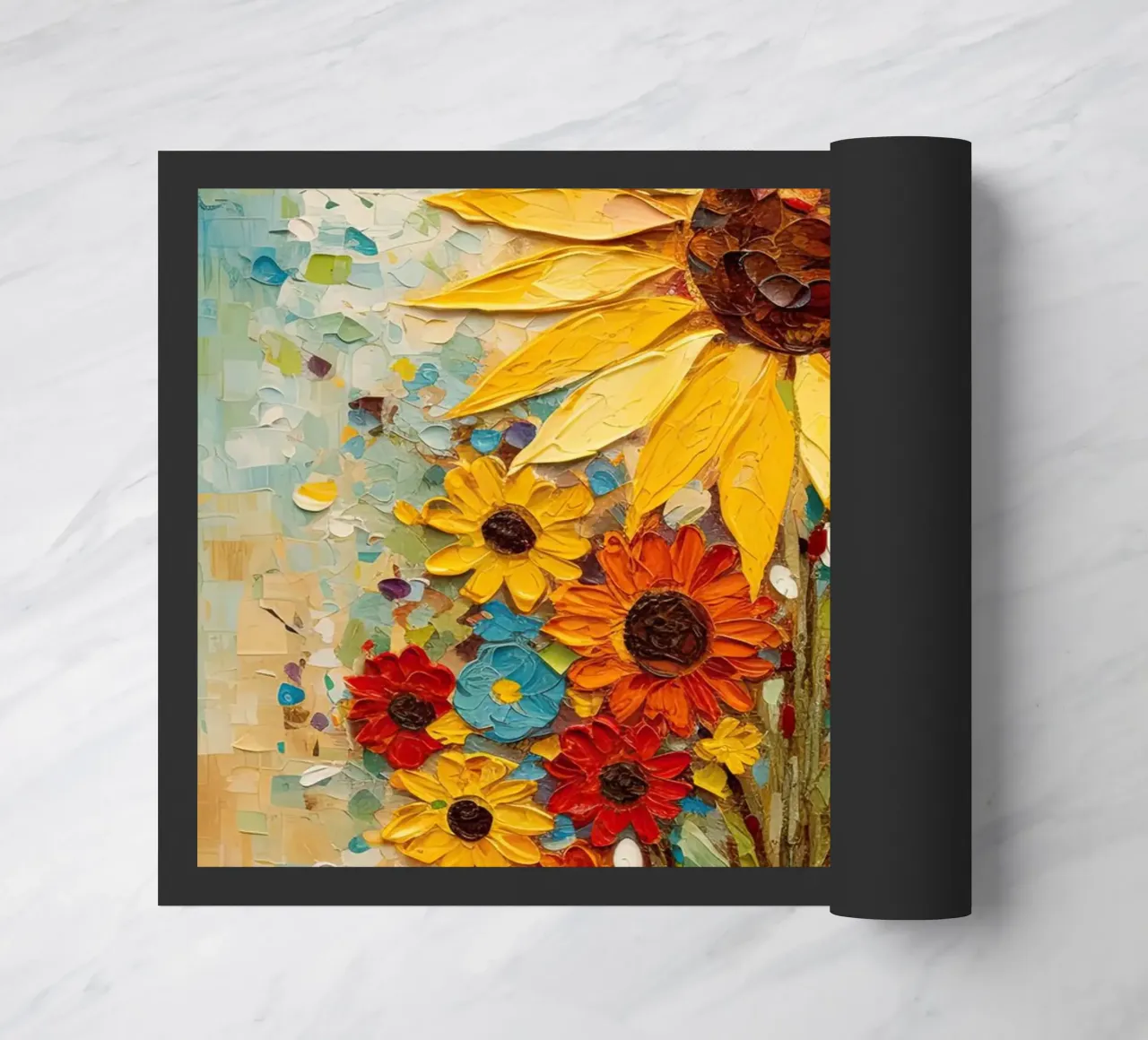 Sonnenblume abstrakt Fußmatte von Imagine