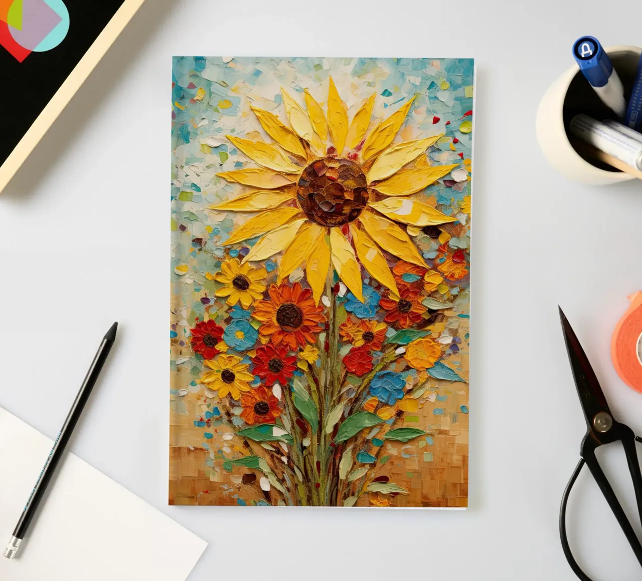 Sunflower abstract notebook by Imagine