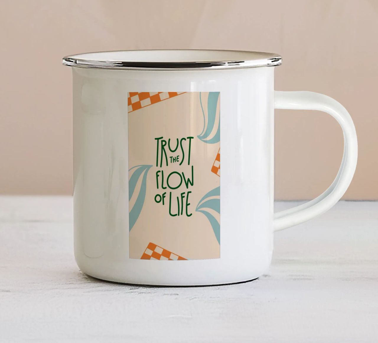 fidarsi del flusso della vita tazza in smalto da Andara shop