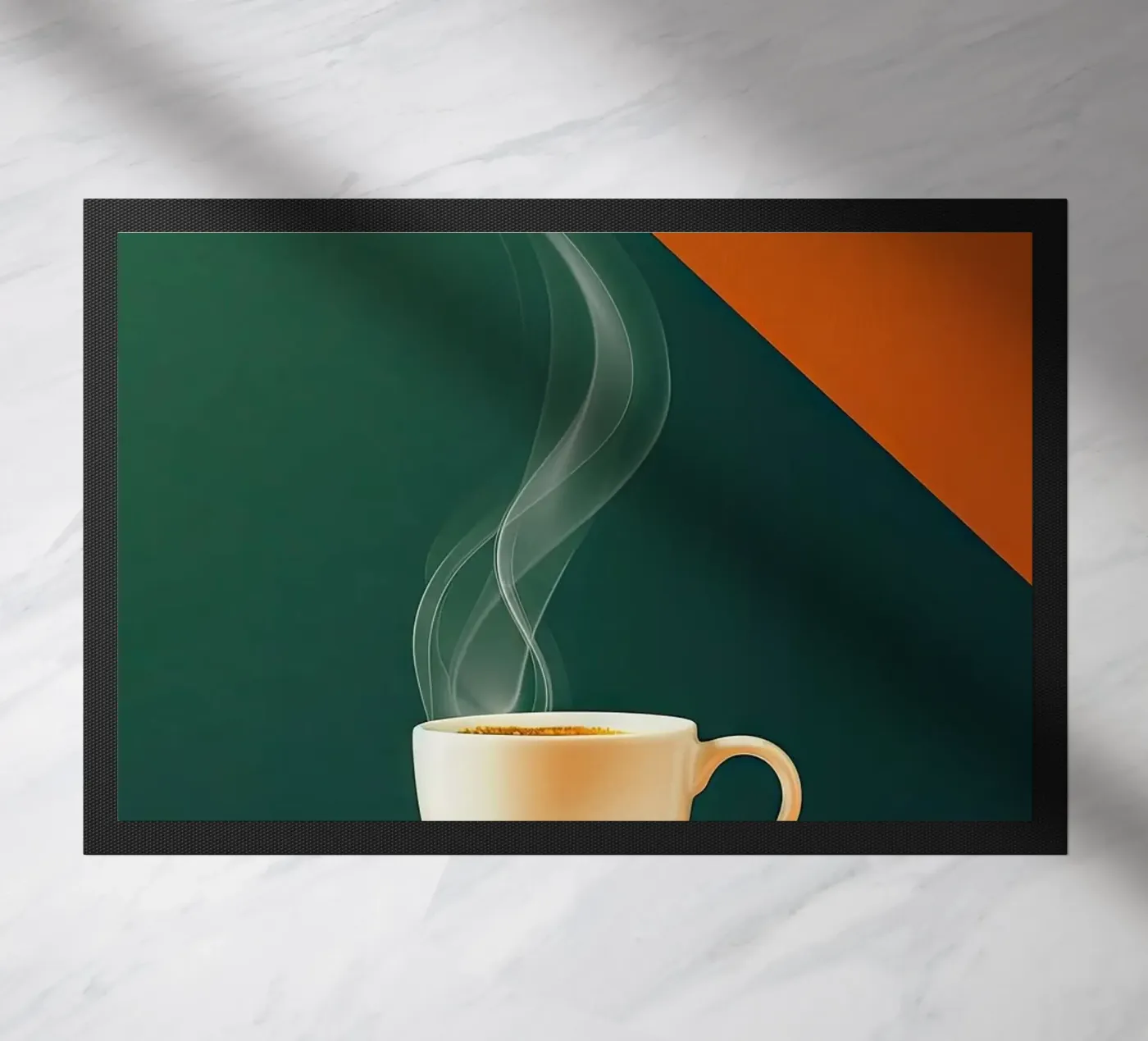 coffee cup doormat by Luke Yaeger