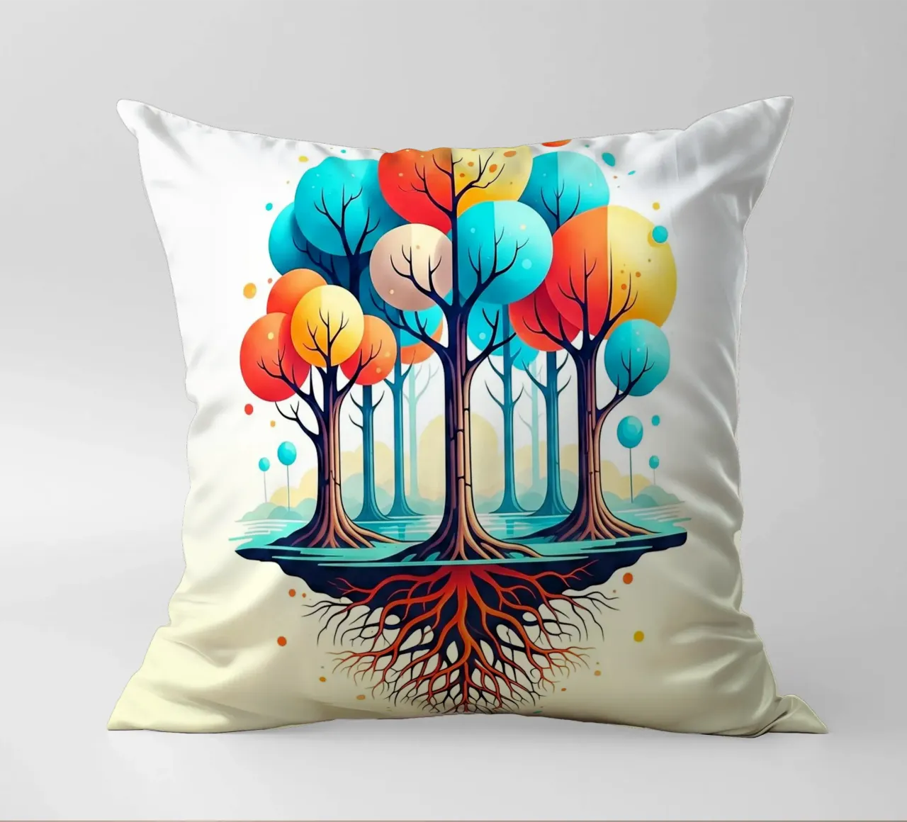 Forest #001: A Symphony of Connected Trees Kissen von Zen Design