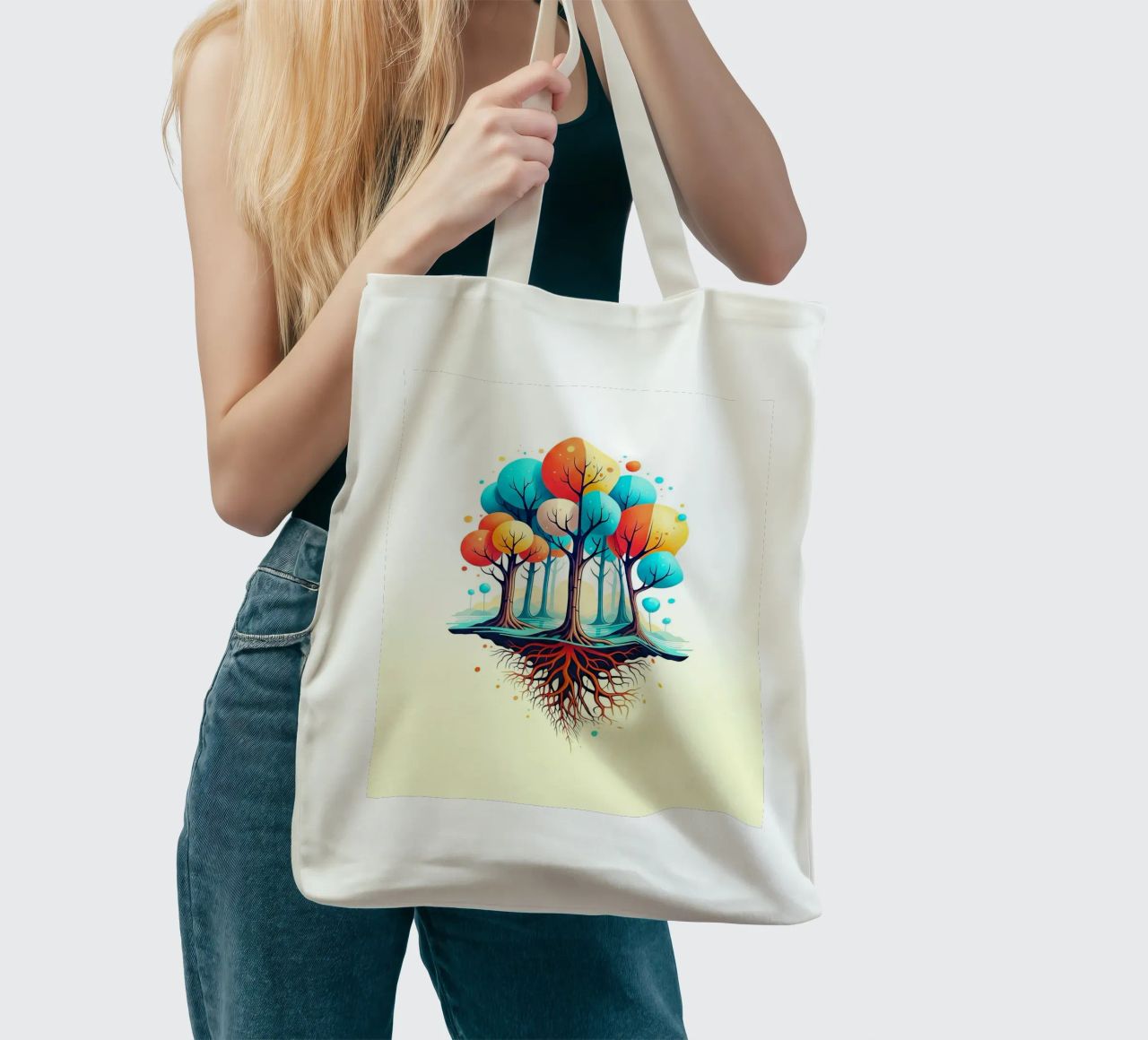Forest #001: A Symphony of Connected Trees borsa in juta da Zen Design