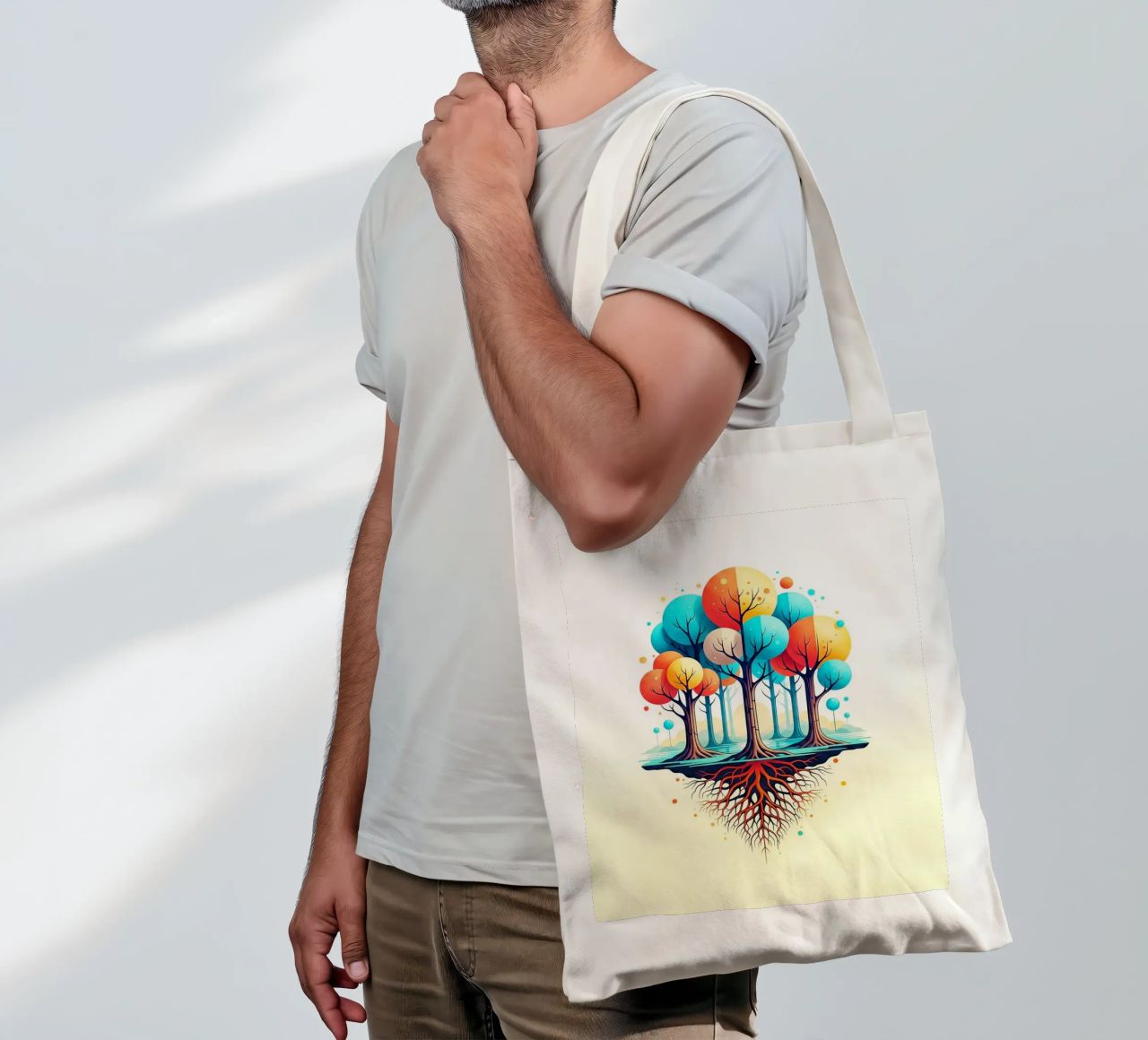 Forest #001: A Symphony of Connected Trees borsa in juta da Zen Design