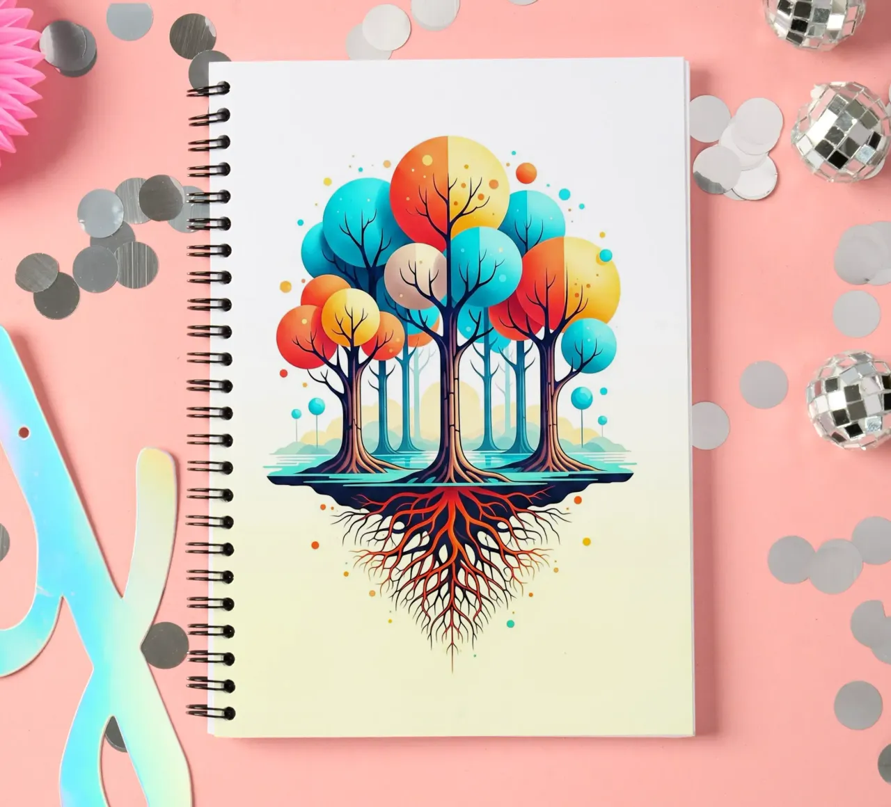 Forest #001: A Symphony of Connected Trees spiral notebook by Zen Design