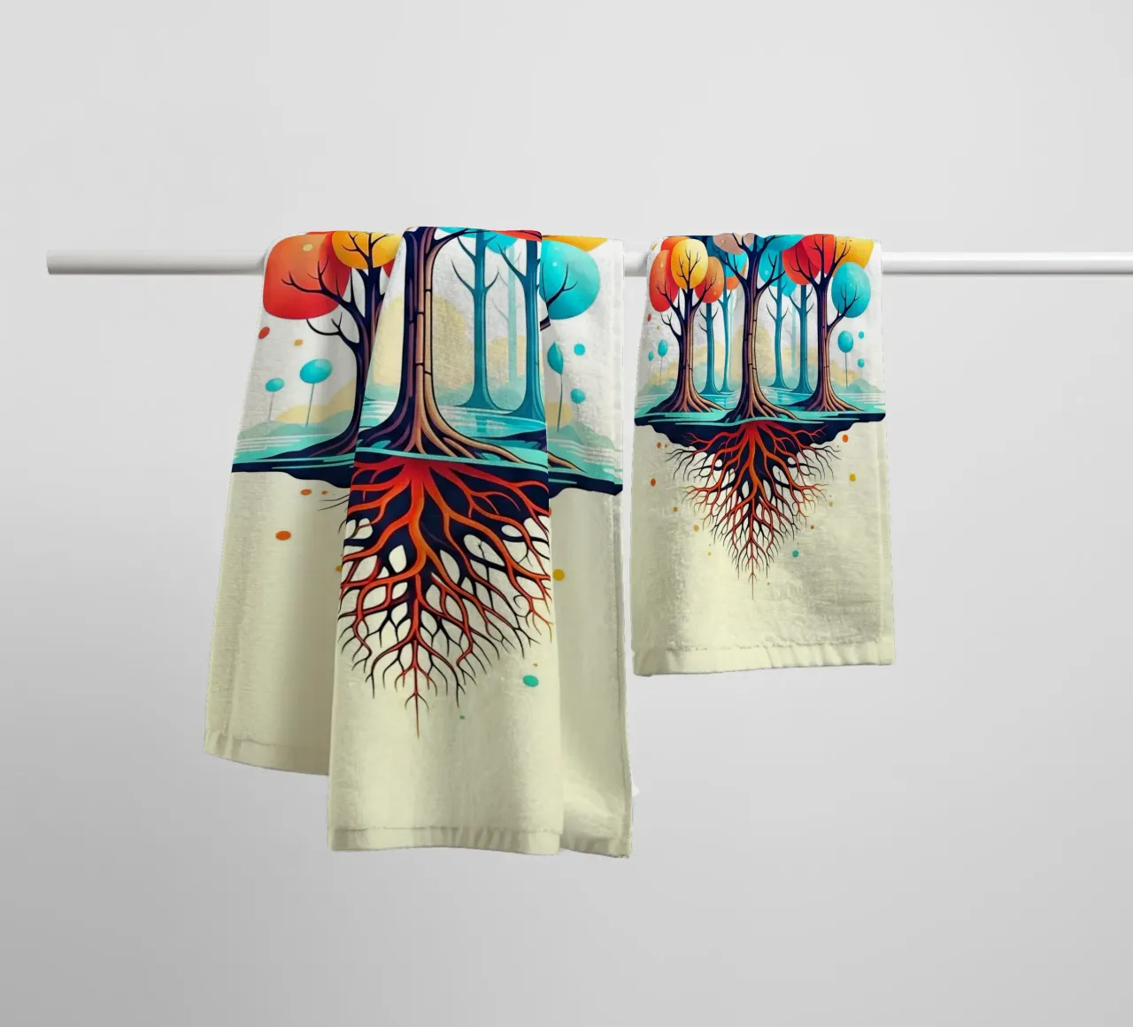 Forest #001: A Symphony of Connected Trees Handtuch von Zen Design