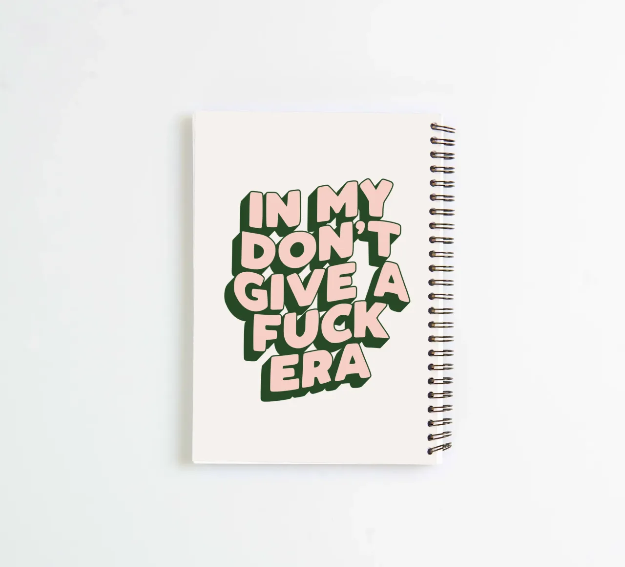 In My Don't Give a Fuck Era Sarcastic Typography Design spiral notebook by THE MOTIVATED TYPE