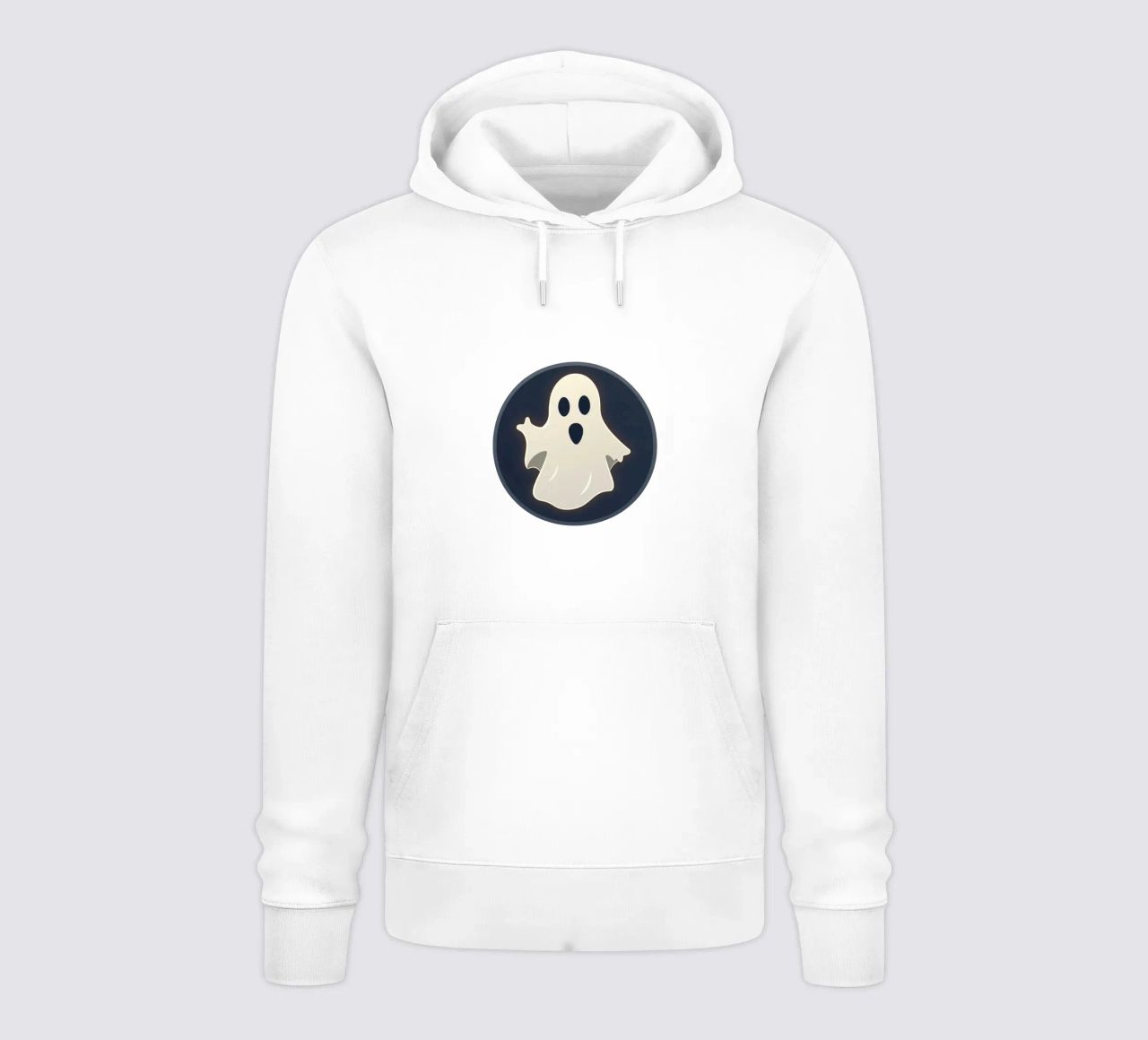 Fantasma dei cartoni animati con espressione sorpresa su sfondo scuro felpa con cappuccio da DesignDoodle