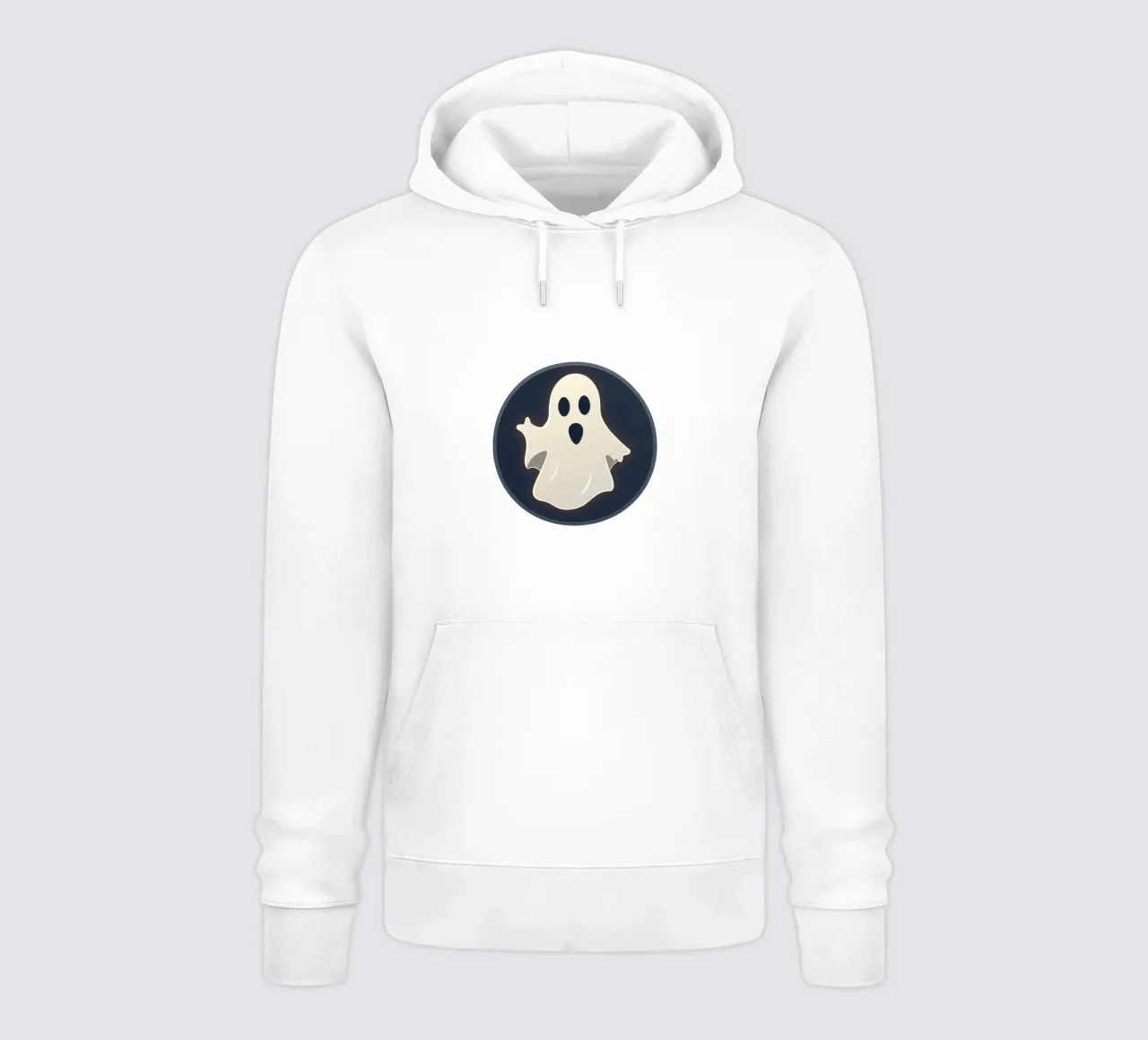 Cartoon Geist mit überraschten Ausdruck auf dunklem Hintergrund Hoodie von DesignDoodle