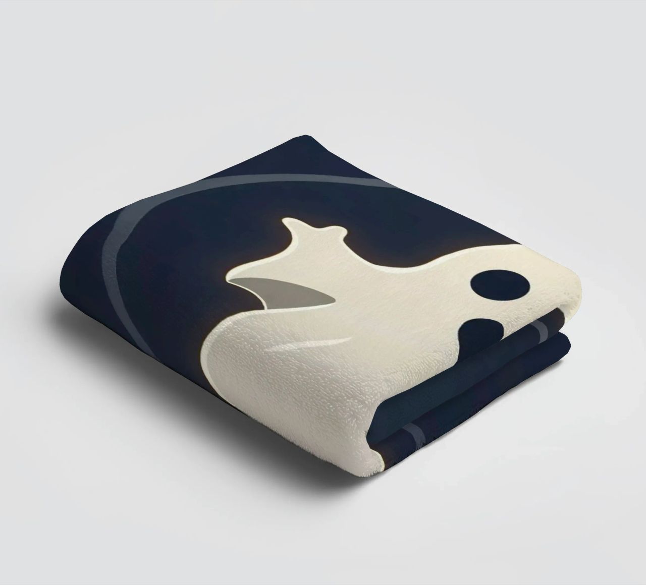 Cartoon ghost with surprised expression on dark background towel by DesignDoodle