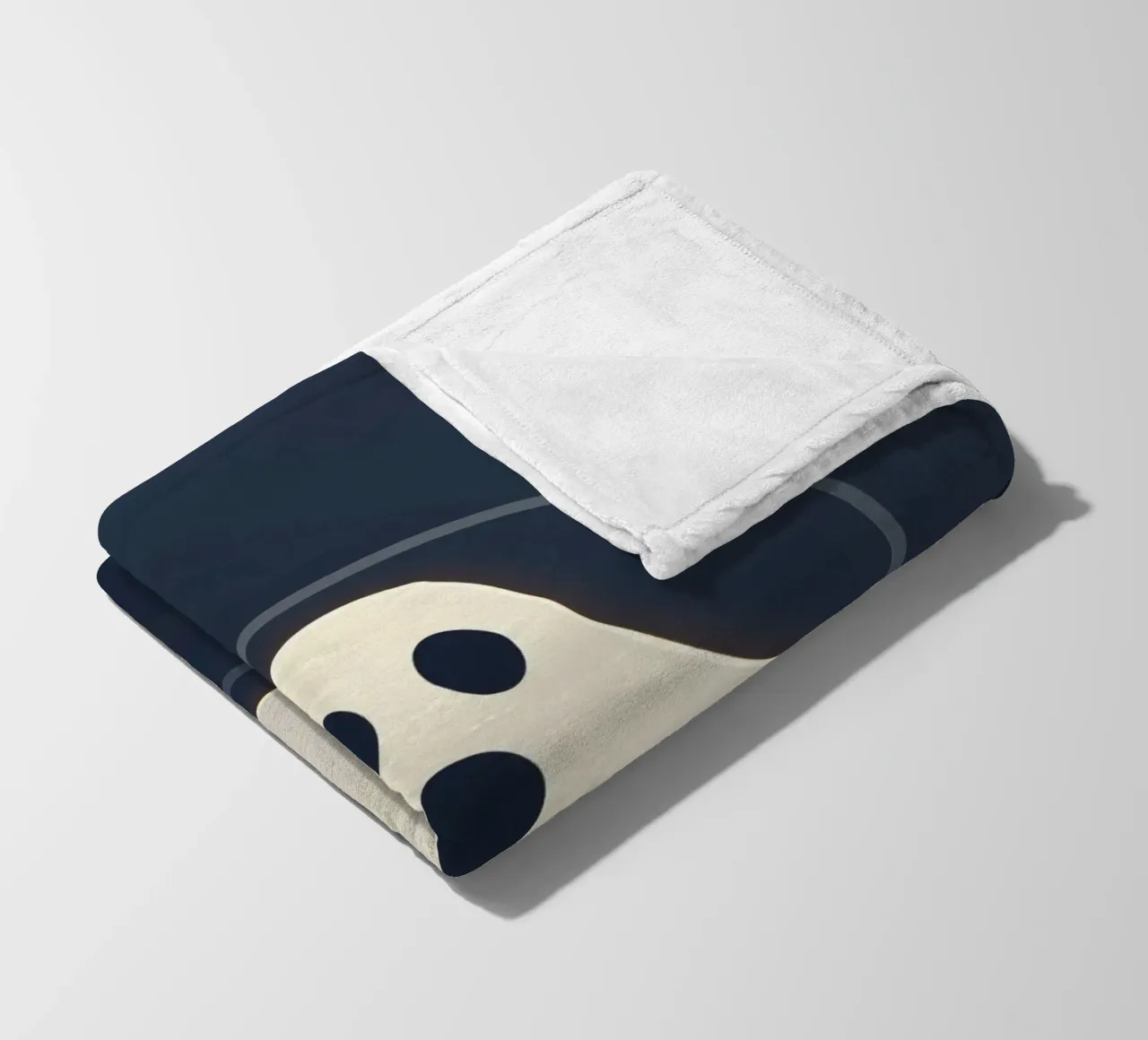 Cartoon ghost with surprised expression on dark background fleece blanket by DesignDoodle