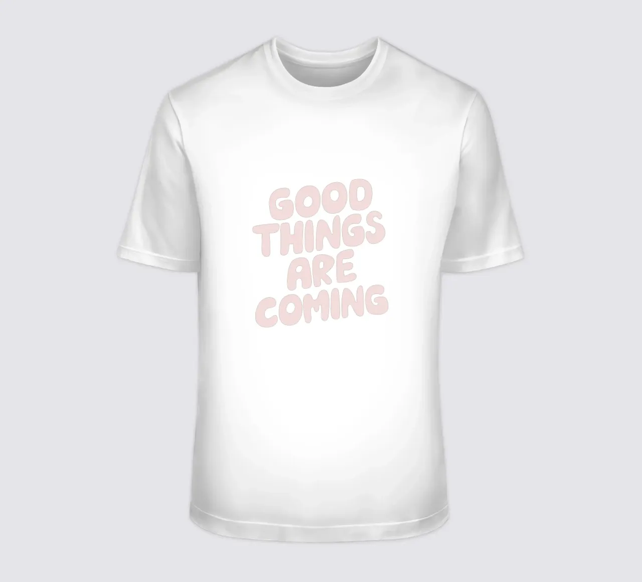 Design tipografico in rosa e blu: le cose belle stanno arrivando t-shirt da THE MOTIVATED TYPE