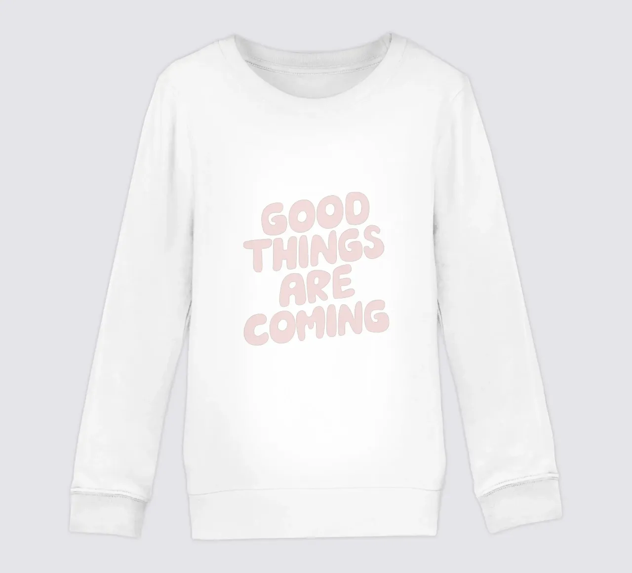 Design tipografico in rosa e blu: le cose belle stanno arrivando felpa bambino da THE MOTIVATED TYPE