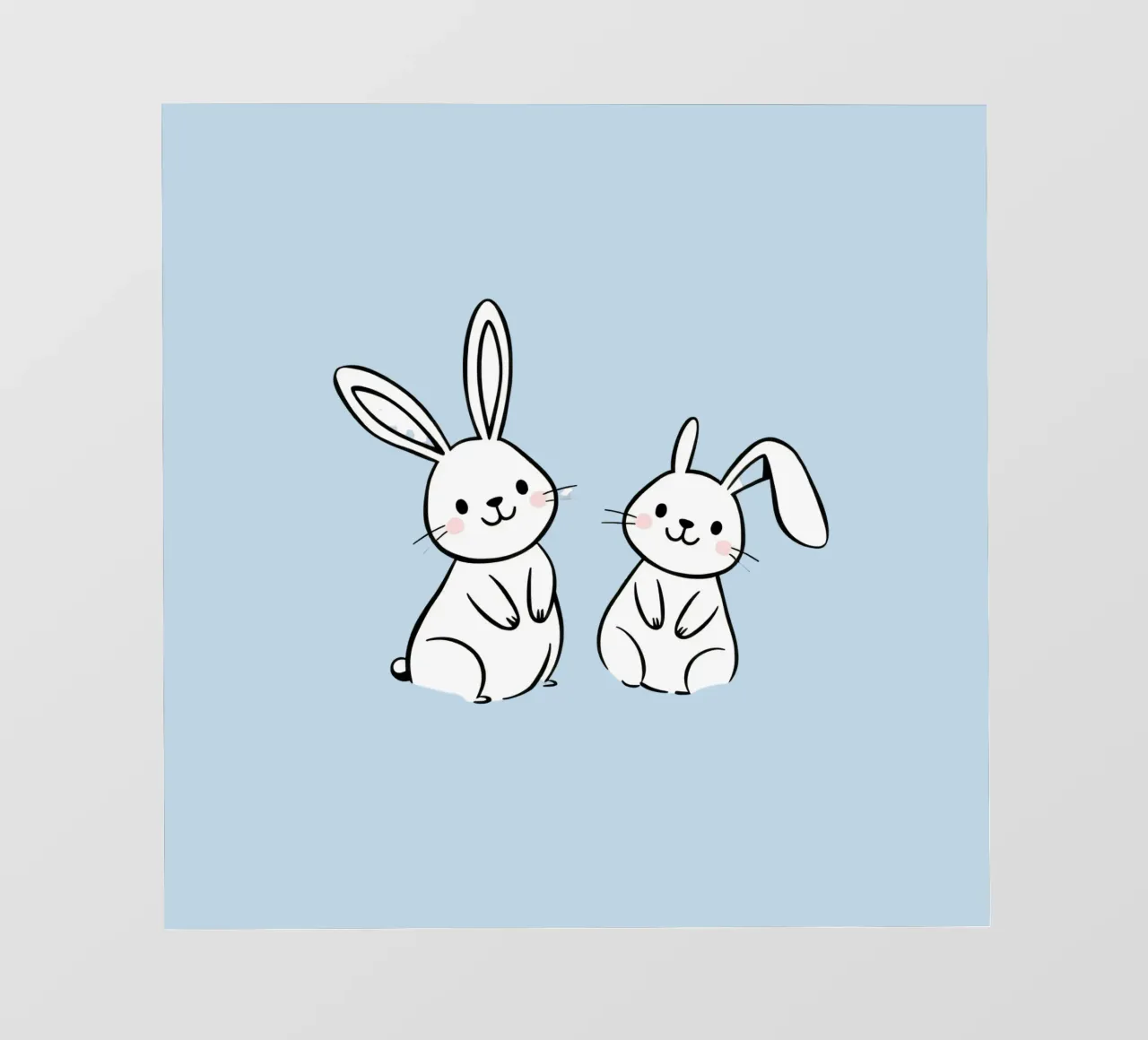 Deux adorables lapins se tenant l'un à côté de l'autre dans une œuvre d'art mignonne bâche pvc de DesignDoodle