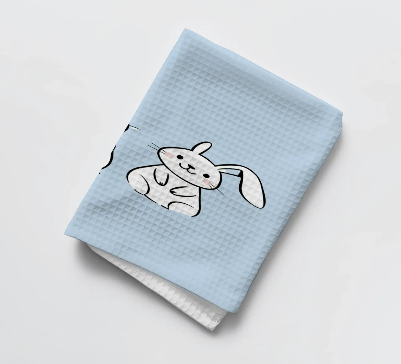 Deux adorables lapins se tenant l'un à côté de l'autre dans une œuvre d'art mignonne torchon de DesignDoodle