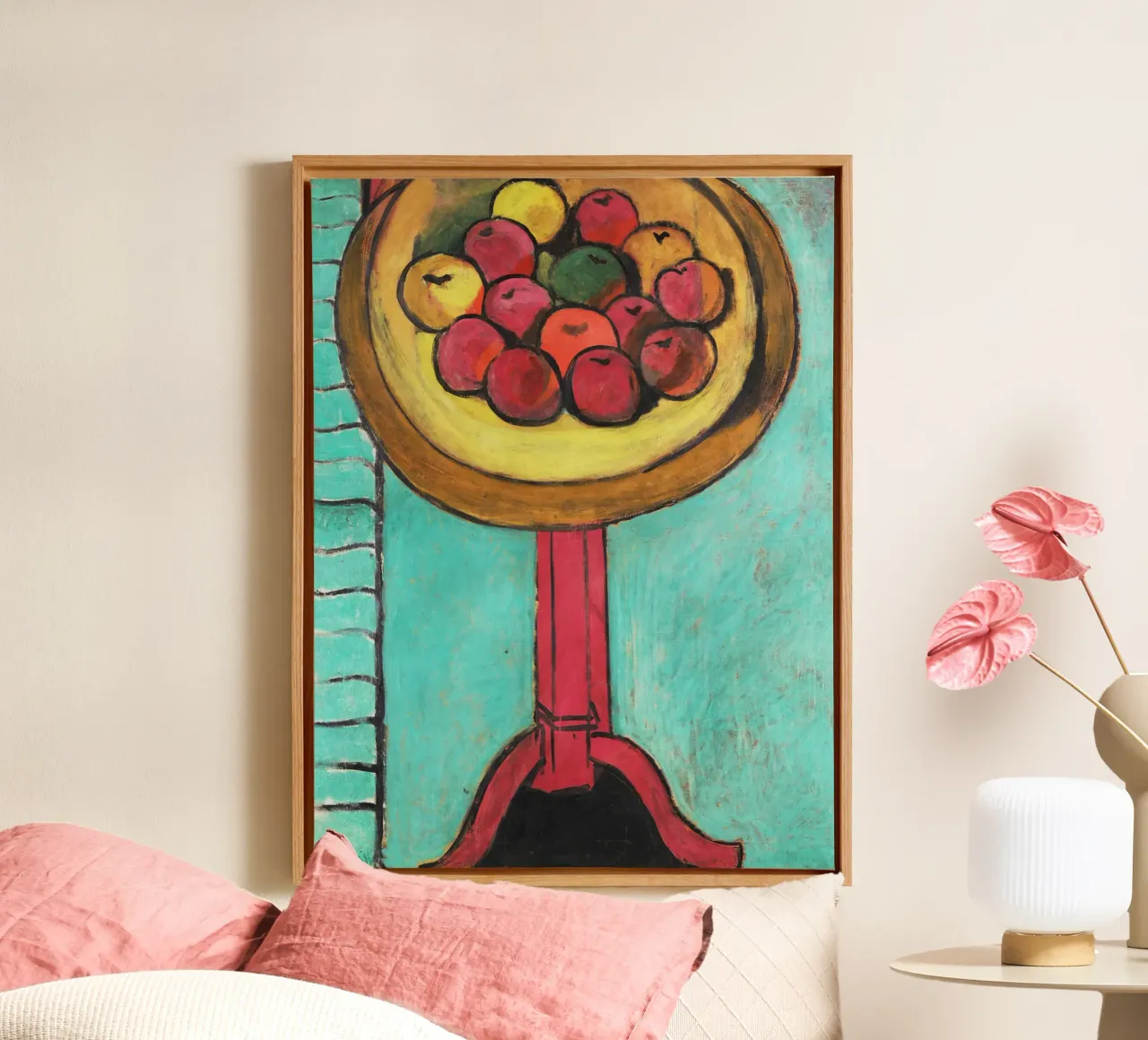 Bowl of Apples on a Table by Henri Matisse canvas with Floater frame by Venus Art