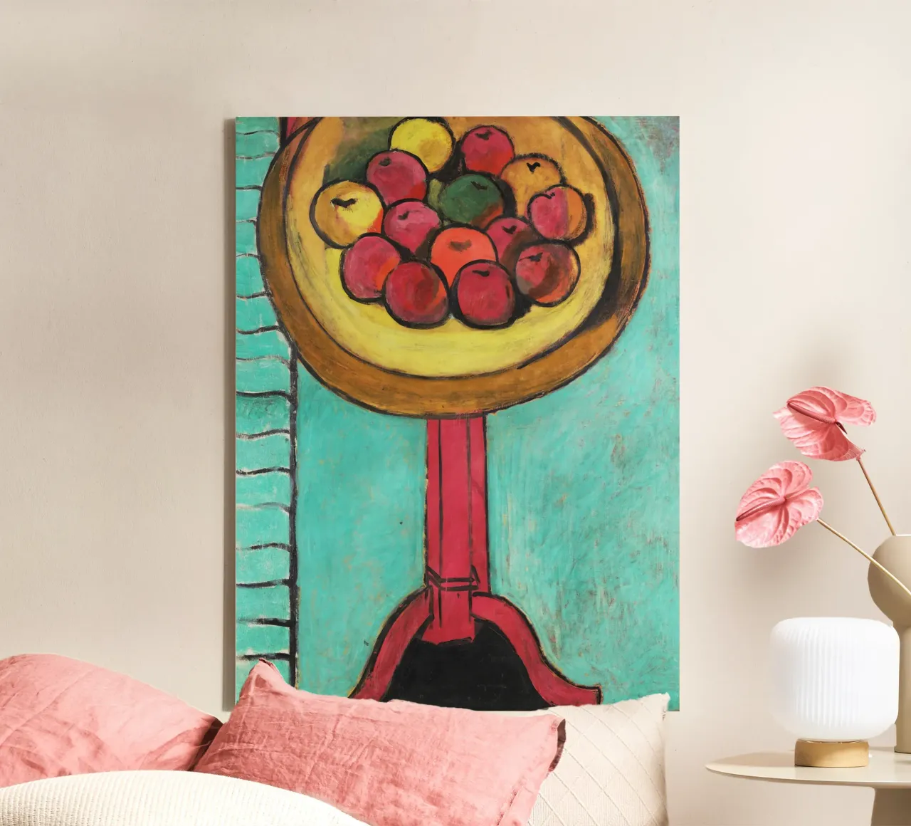 Bowl of Apples on a Table by Henri Matisse canvas with Floater frame by Venus Art