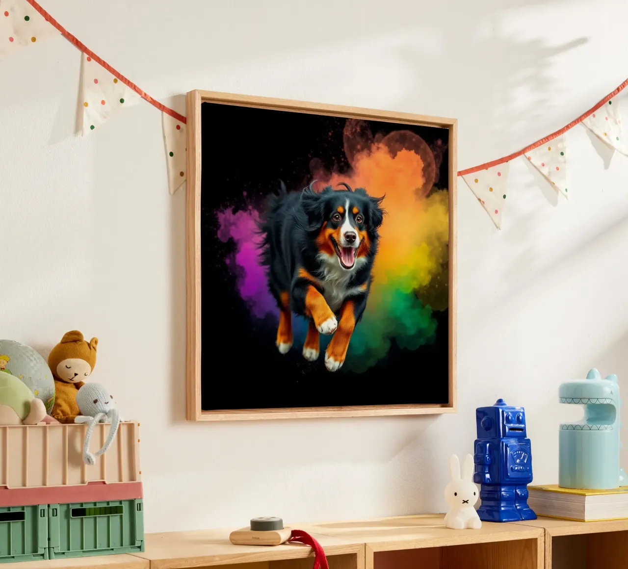 The colorful Bernese Mountain Dog #194 canvas by Yumis.Beargang.and.Me