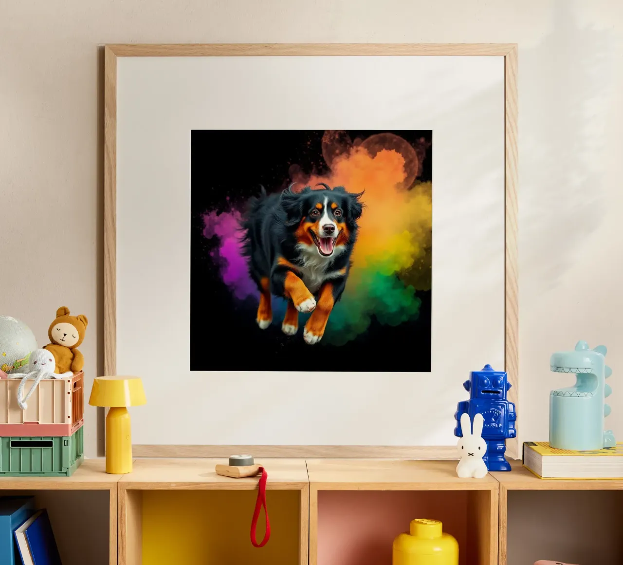 The colorful Bernese Mountain Dog #194 poster by Yumis.Beargang.and.Me