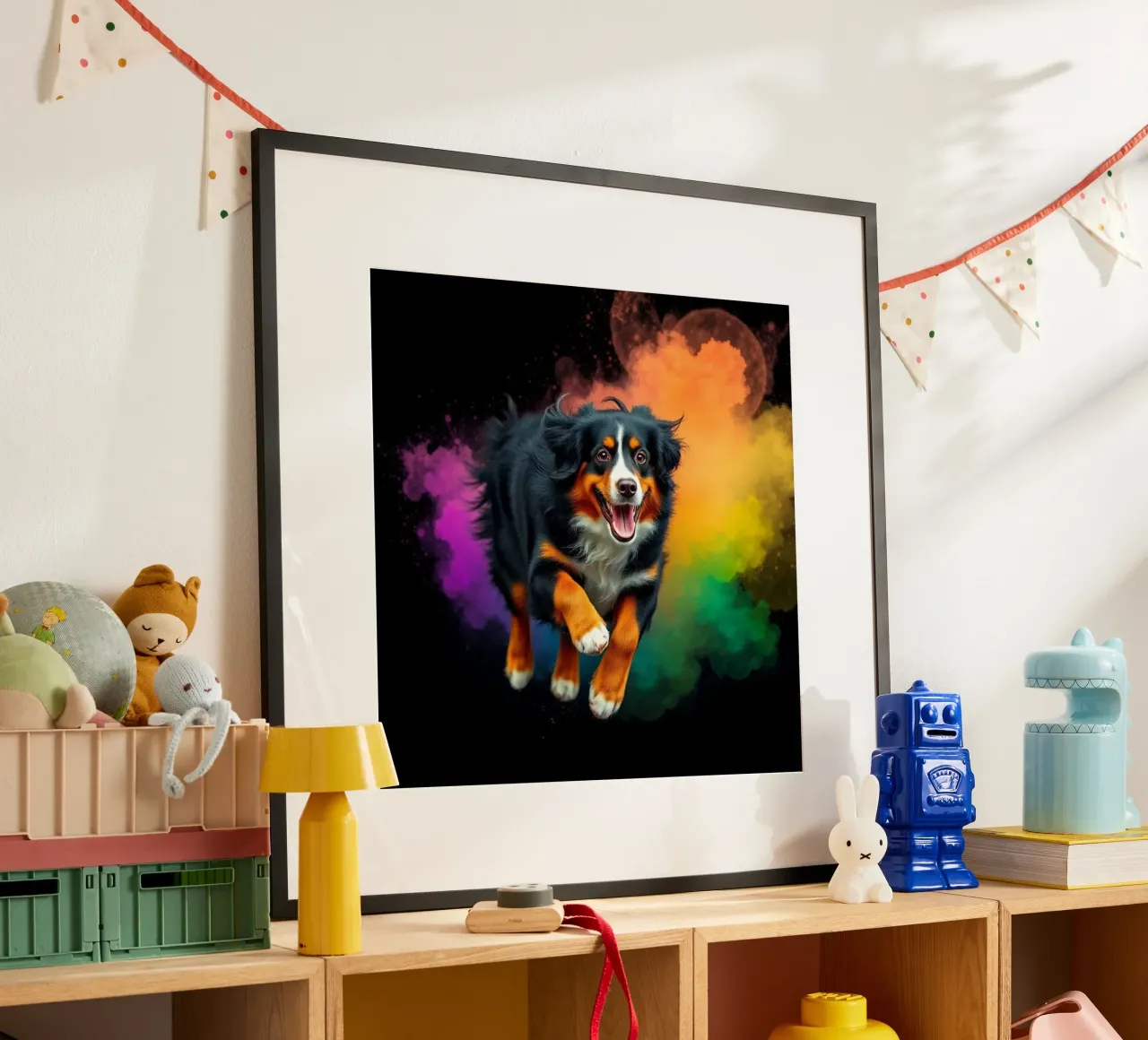 The colorful Bernese Mountain Dog #194 poster by Yumis.Beargang.and.Me