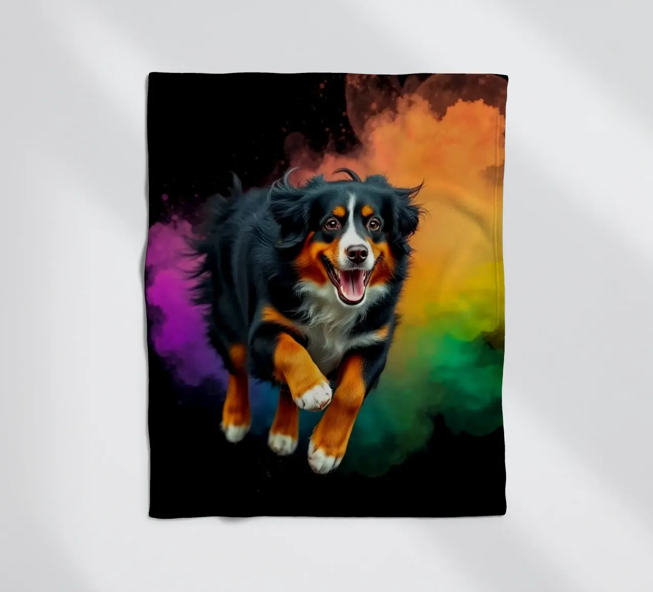 The colorful Bernese Mountain Dog #194 fleece blanket by Yumis.Beargang.and.Me