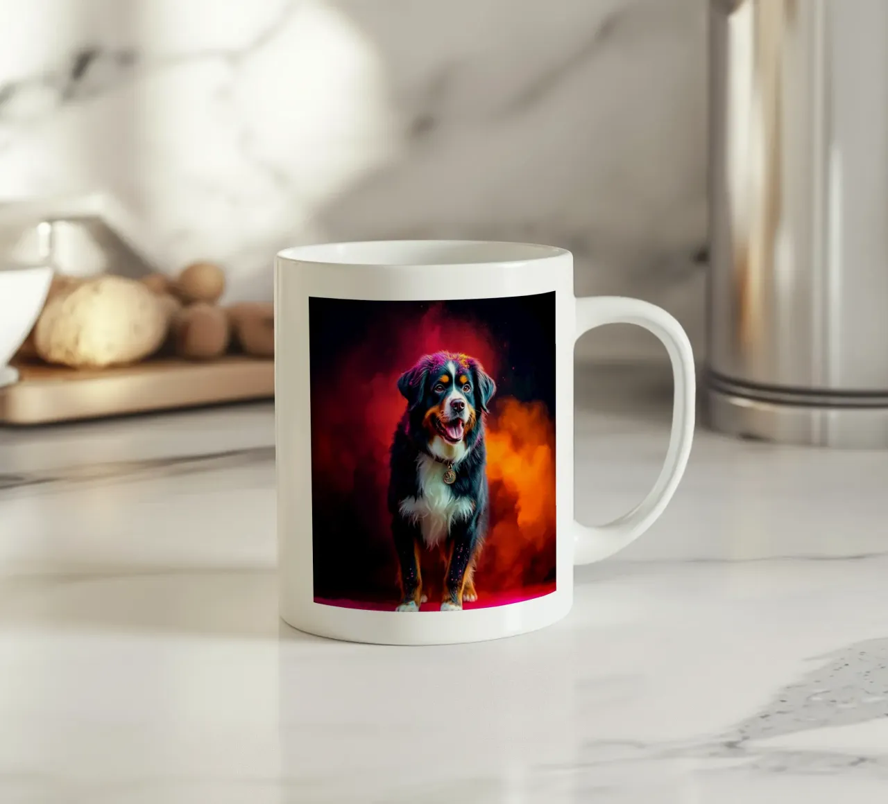 The colorful Bernese Mountain Dog #196 ceramic mug by Yumis.Beargang.and.Me