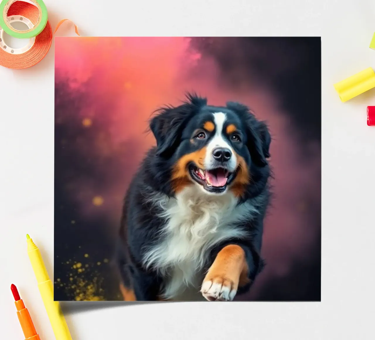 The colorful Bernese Mountain Dog #197 sticker sheet by Yumis.Beargang.and.Me