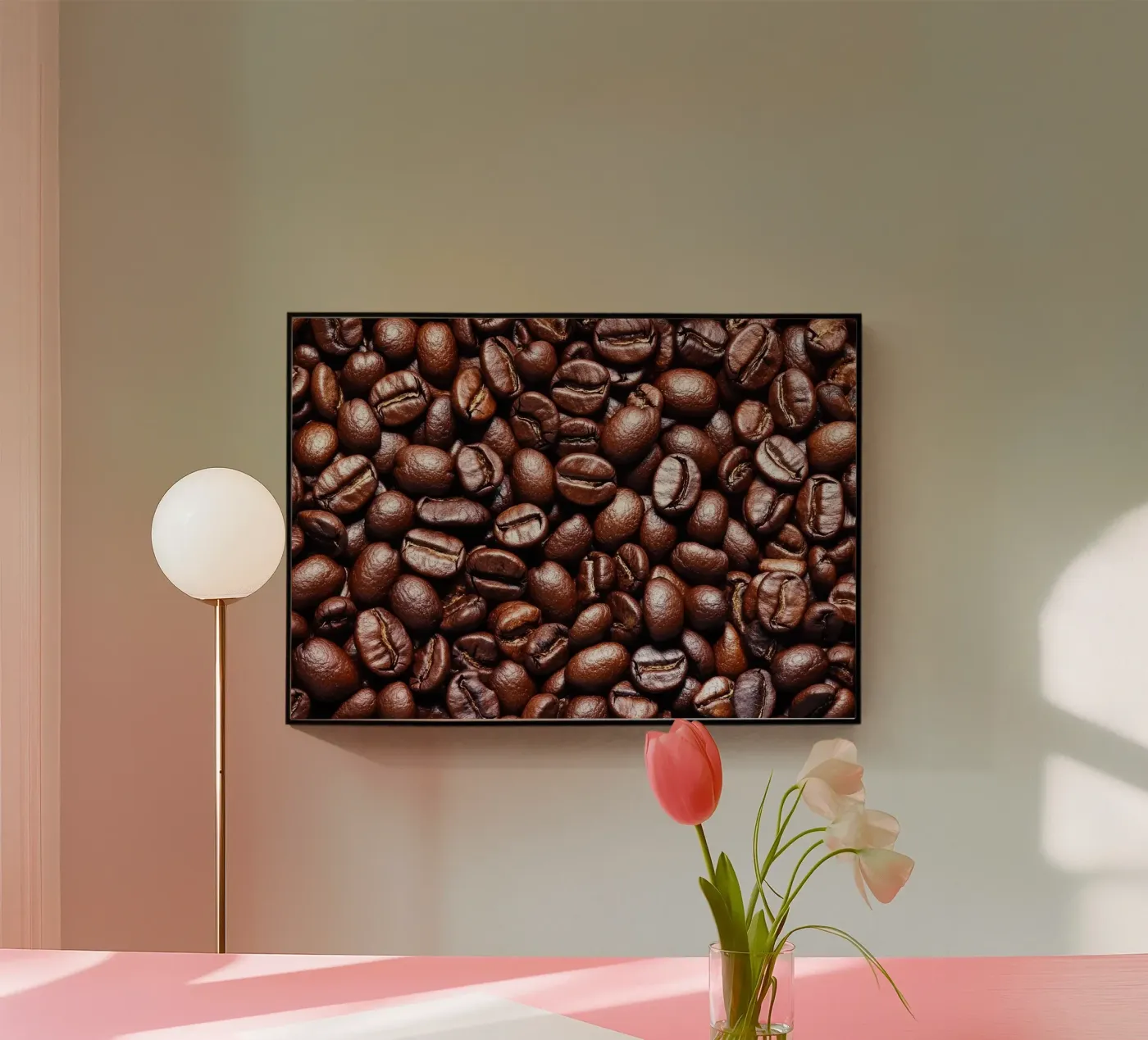 koffiebonen acryl van Luke Yaeger