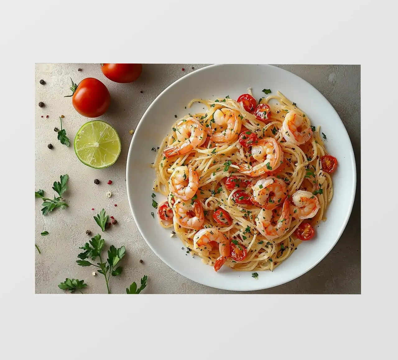 pasta ai gamberetti telo in pvc da Luke Yaeger