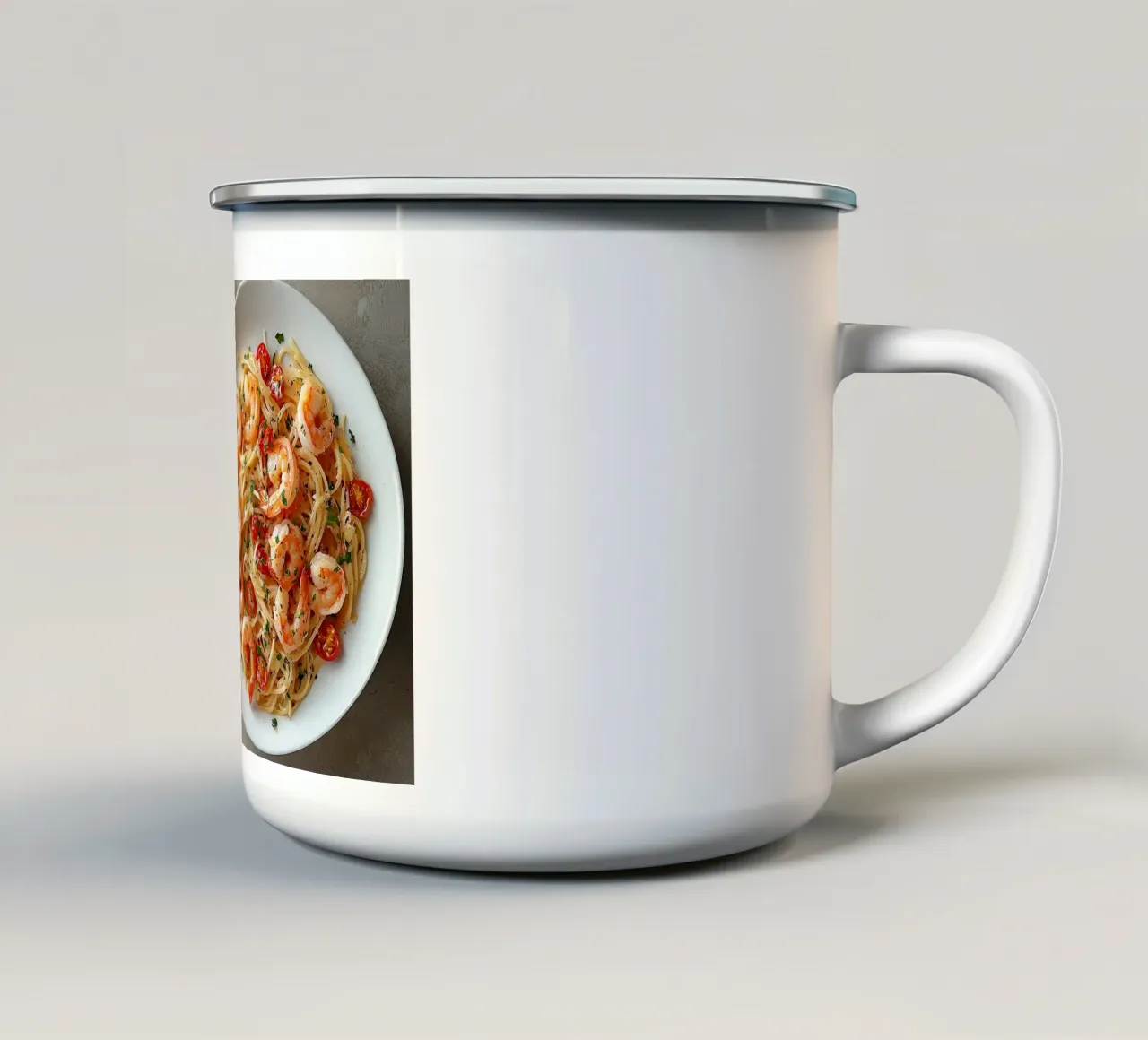 pasta ai gamberetti tazza in smalto da Luke Yaeger