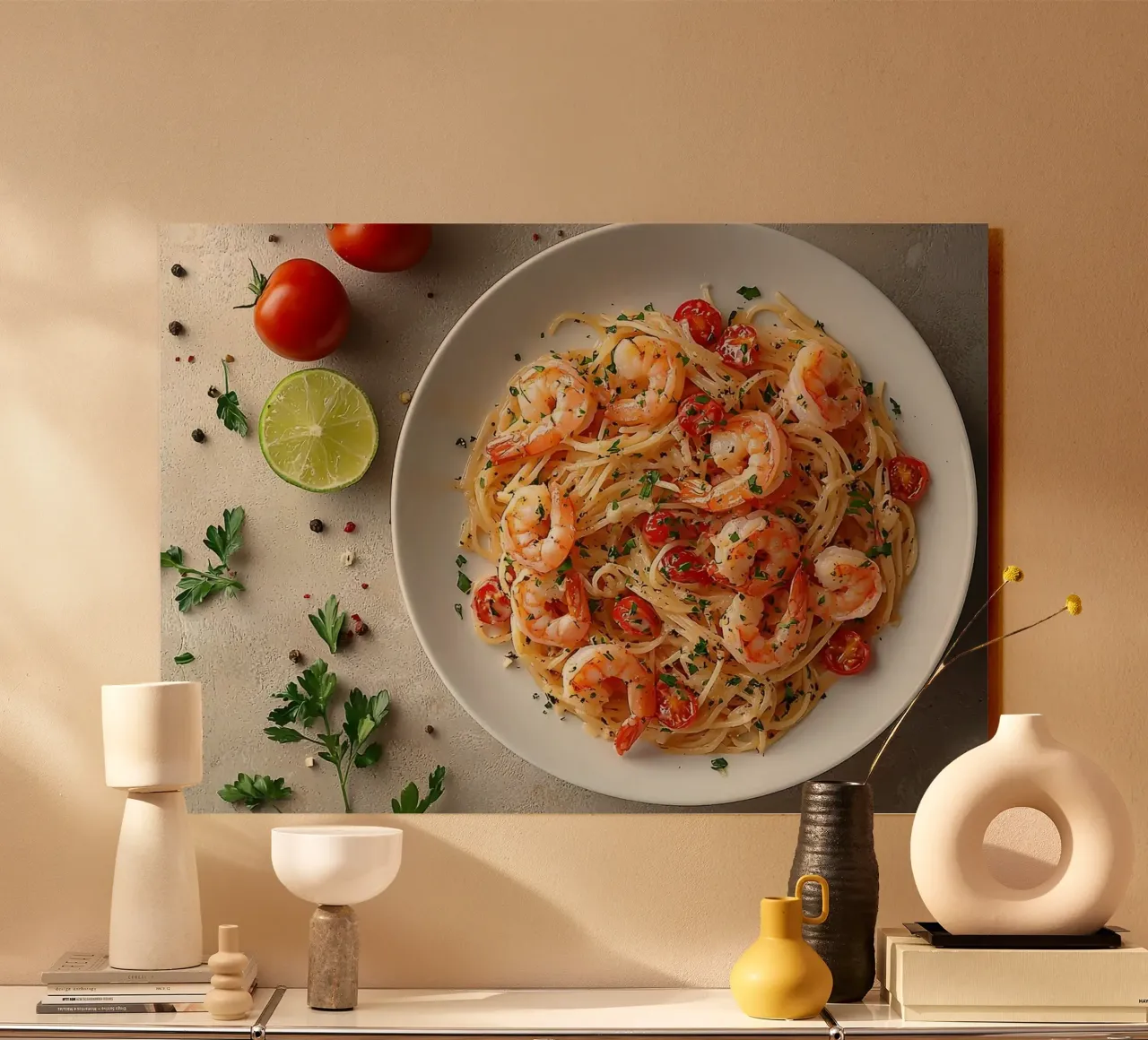 pasta ai gamberetti plexiglass da Luke Yaeger