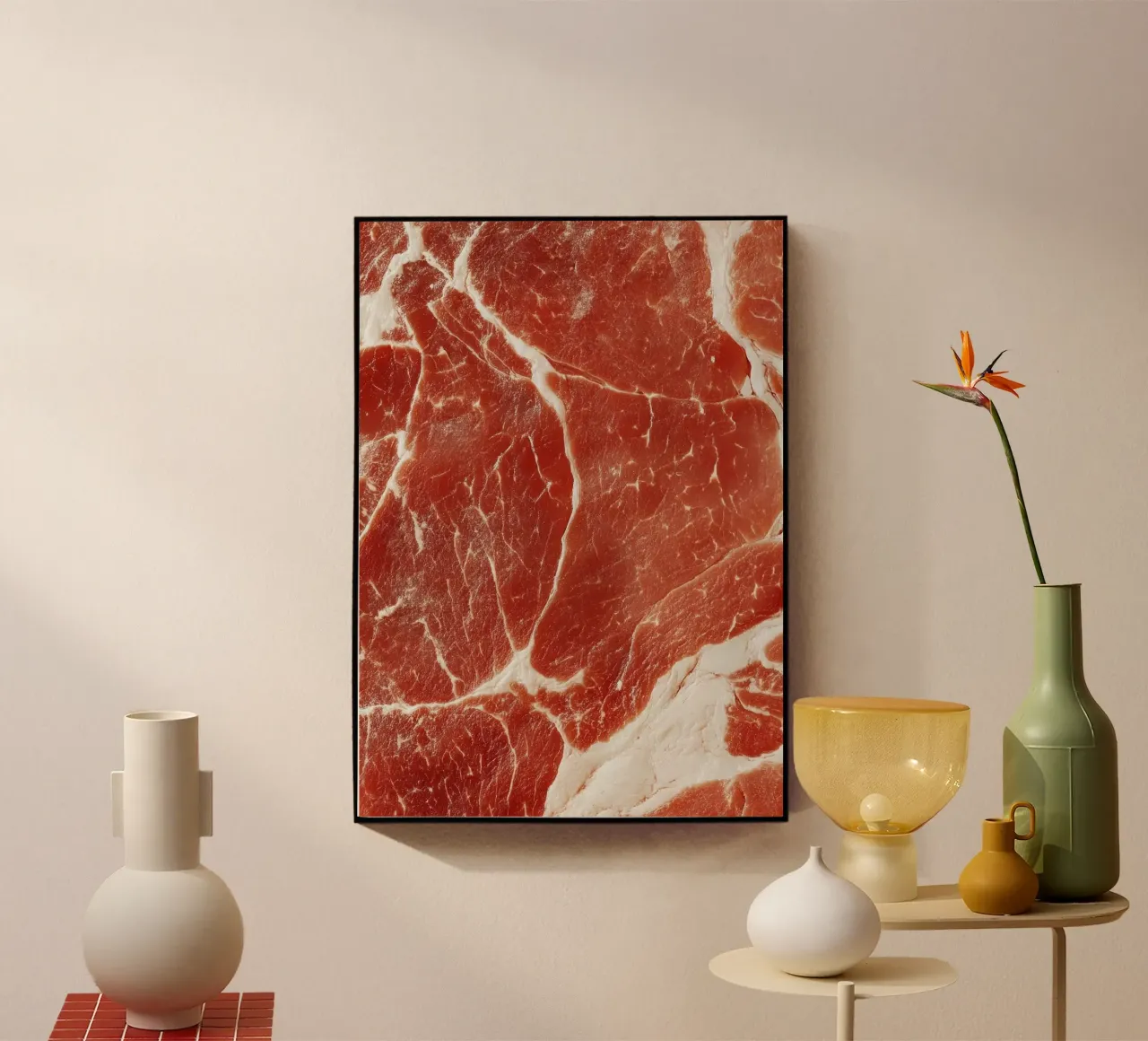 raw beef acrylic glass by Luke Yaeger