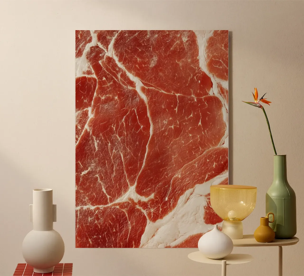 raw beef acrylic glass by Luke Yaeger