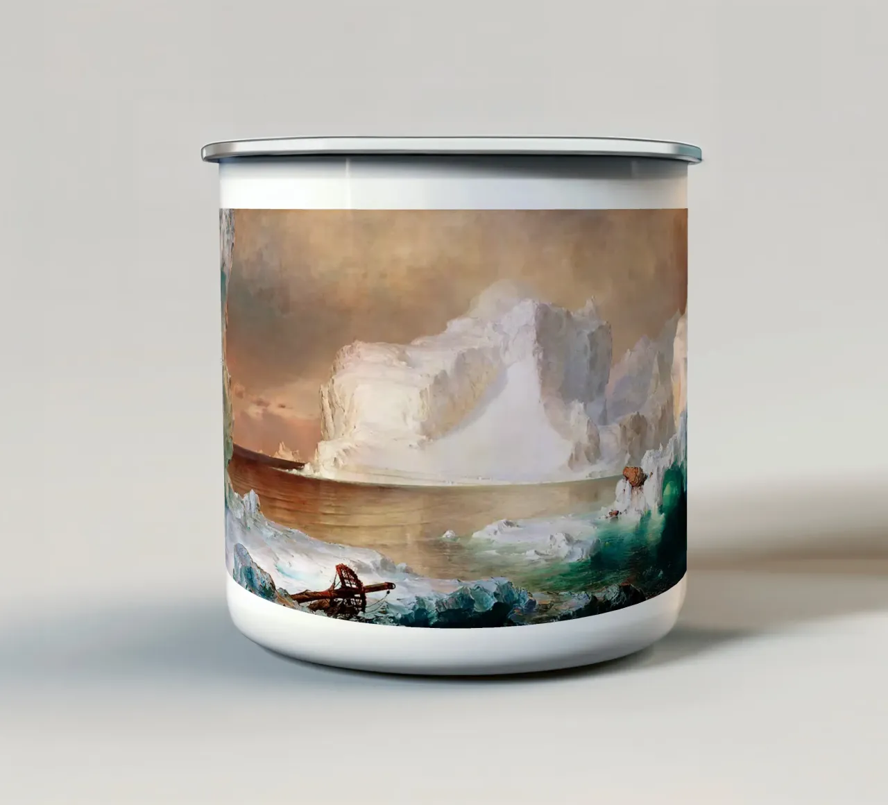 The Icebergs (1861) by Frederic Edwin Church enamel mug by Venus Art