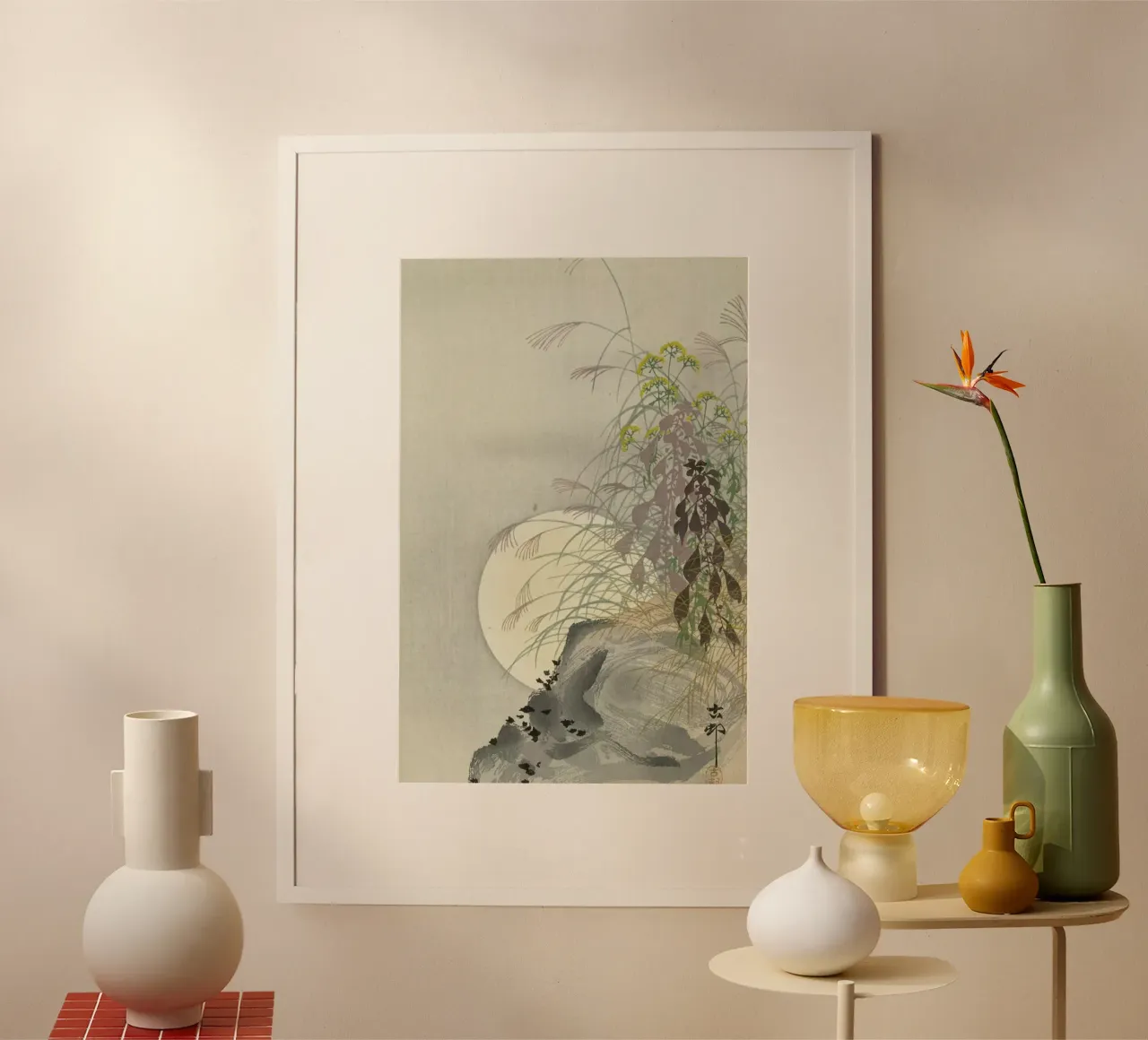 Shôson - Grasses at Full Moon poster con telaio in plastica da ARTOTHEK