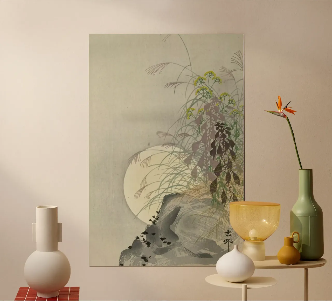 Shôson - Grasses at Full Moon poster con telaio in plastica da ARTOTHEK