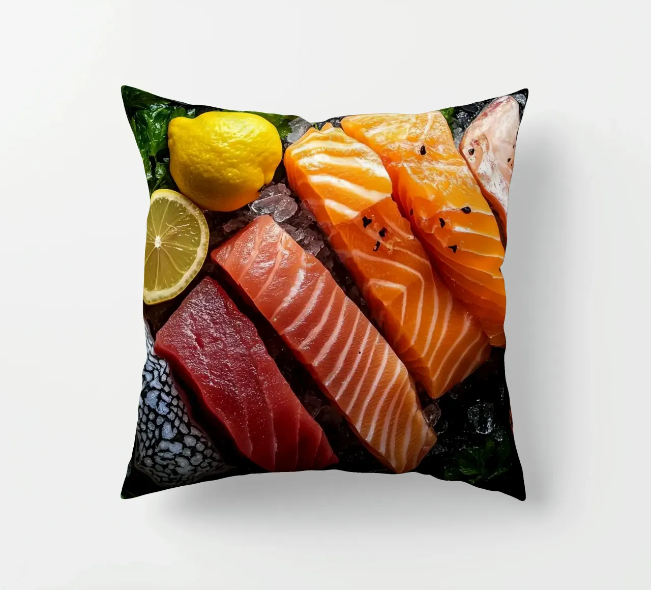 Lachs-Zitrone Kissen von Luke Yaeger