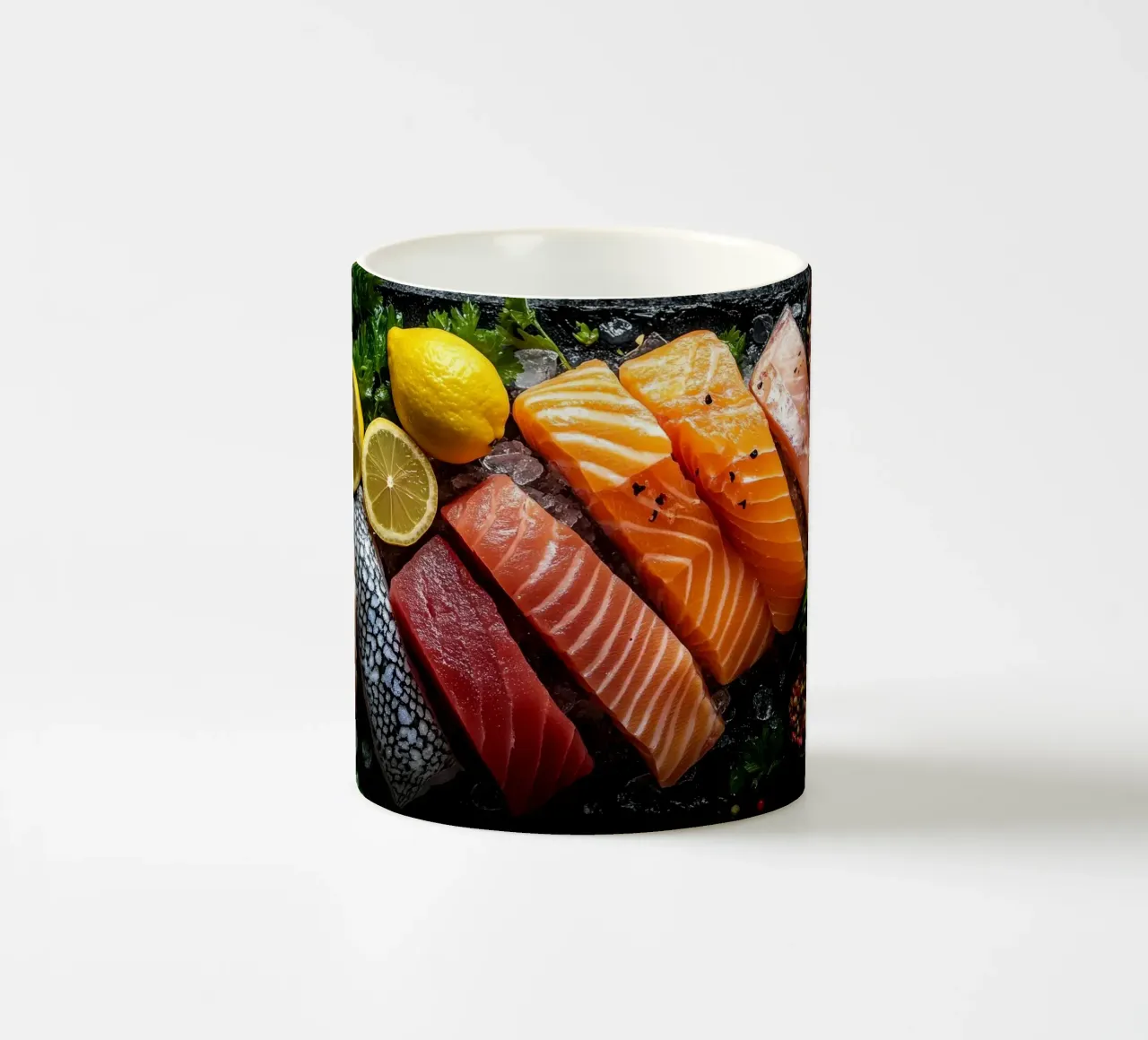 salmone limone tazza in ceramica da Luke Yaeger