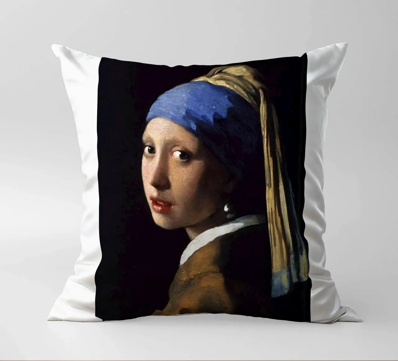 vermeer - girl with pearl earring decorative cushion by The Dinda