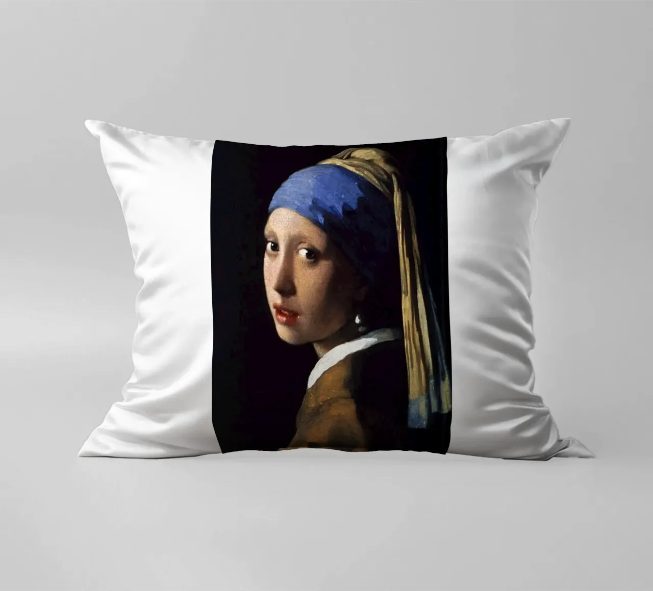 vermeer - girl with pearl earring decorative cushion by The Dinda