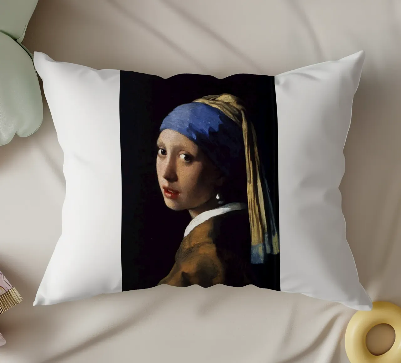 vermeer - girl with pearl earring decorative cushion by The Dinda